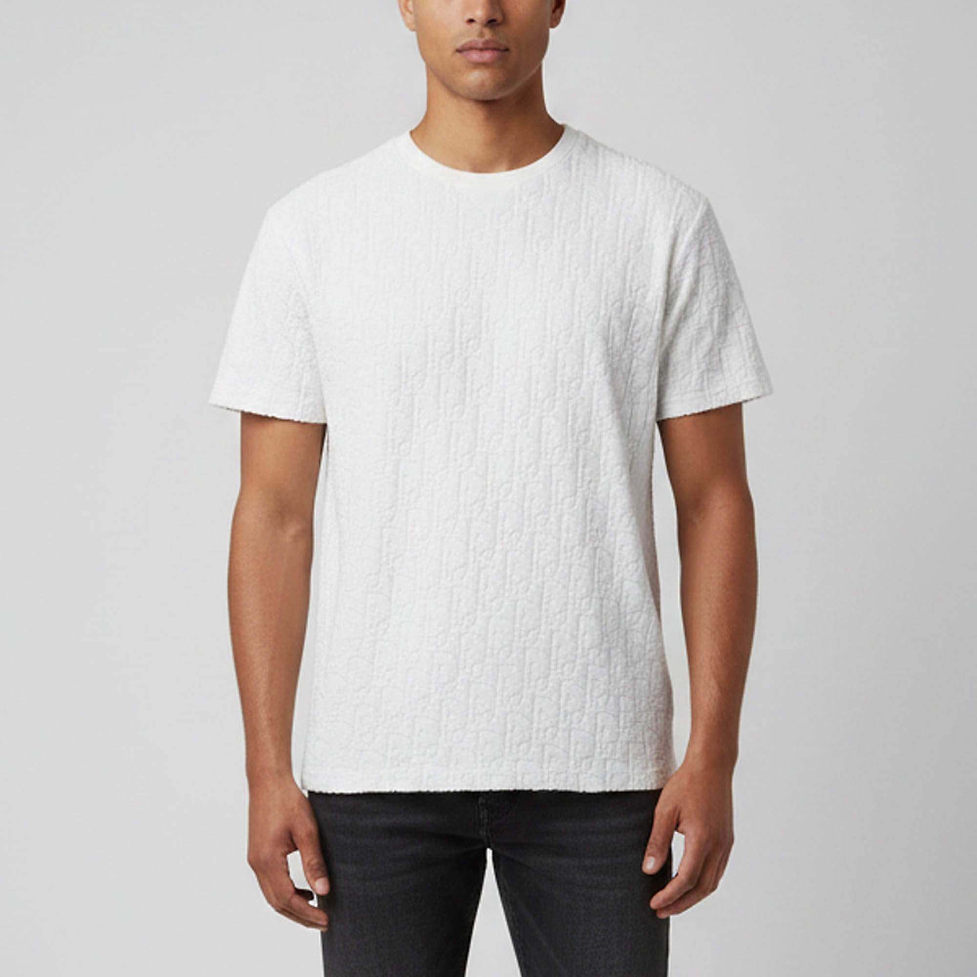 Pre Owned Dior Homme White Oblique Terry Knit T-Shirt S