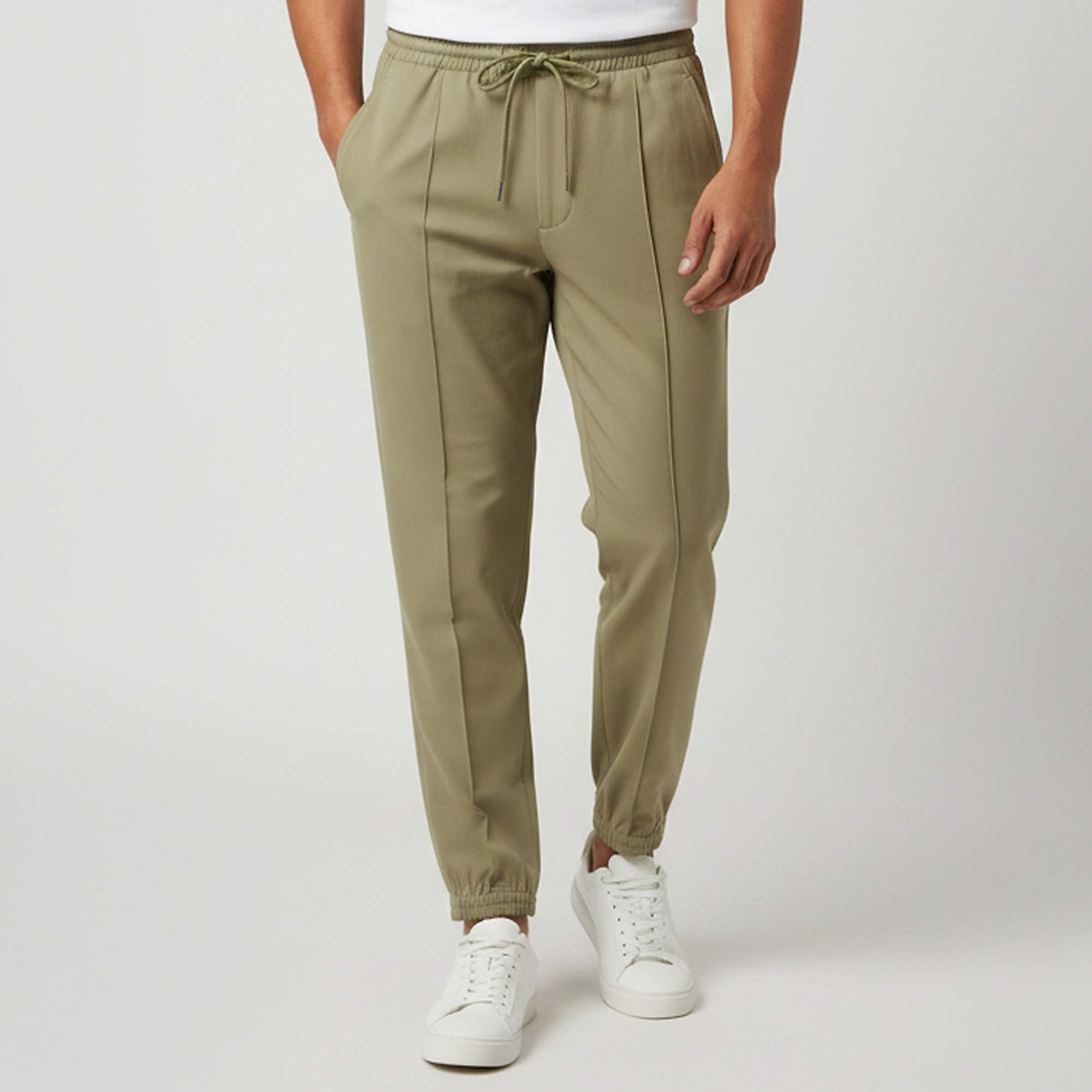 Pre Owned Dior Homme Green Virgin Wool Pleated Drawstring Joggers XS