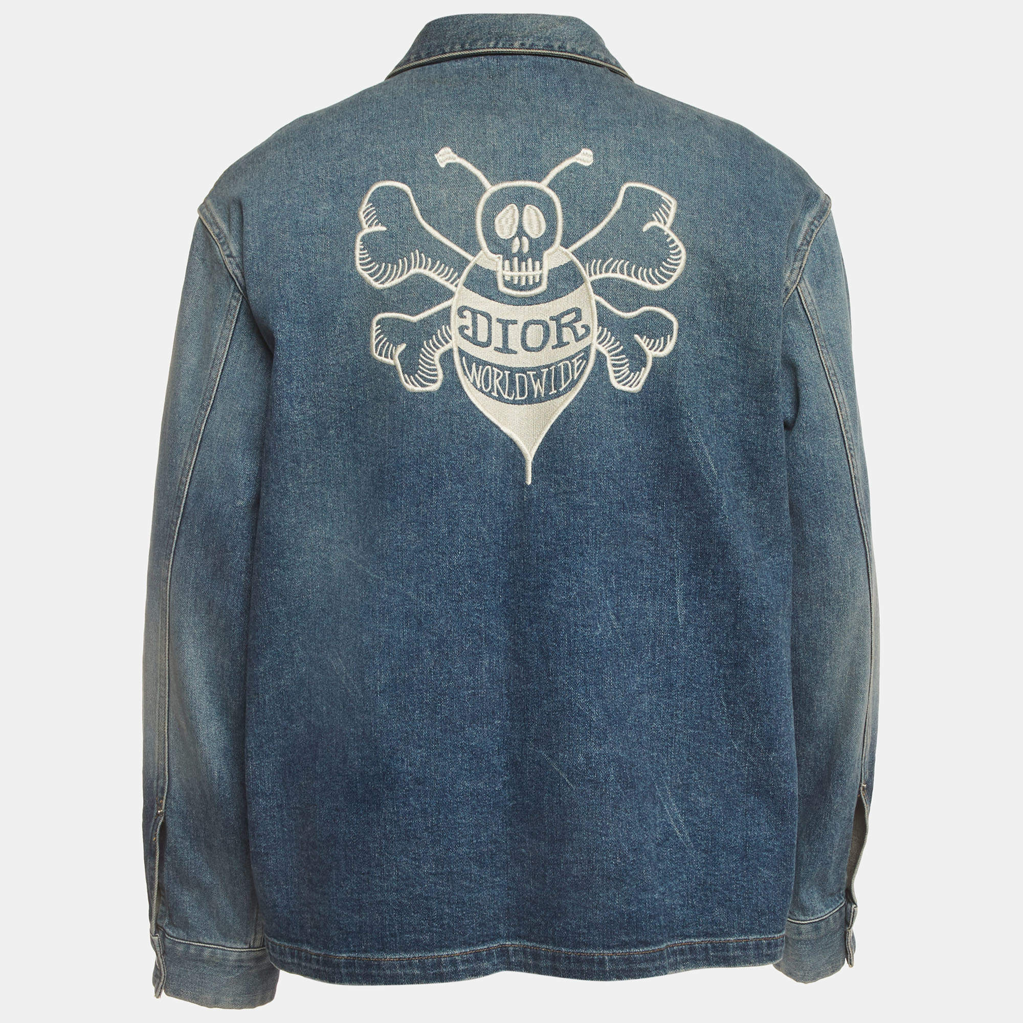 ジャケット・アウター Dior Shawn Stussy 20AW Dior x Shawn Stussy Blue Logo Embroidered Denim Jacket XL Dior