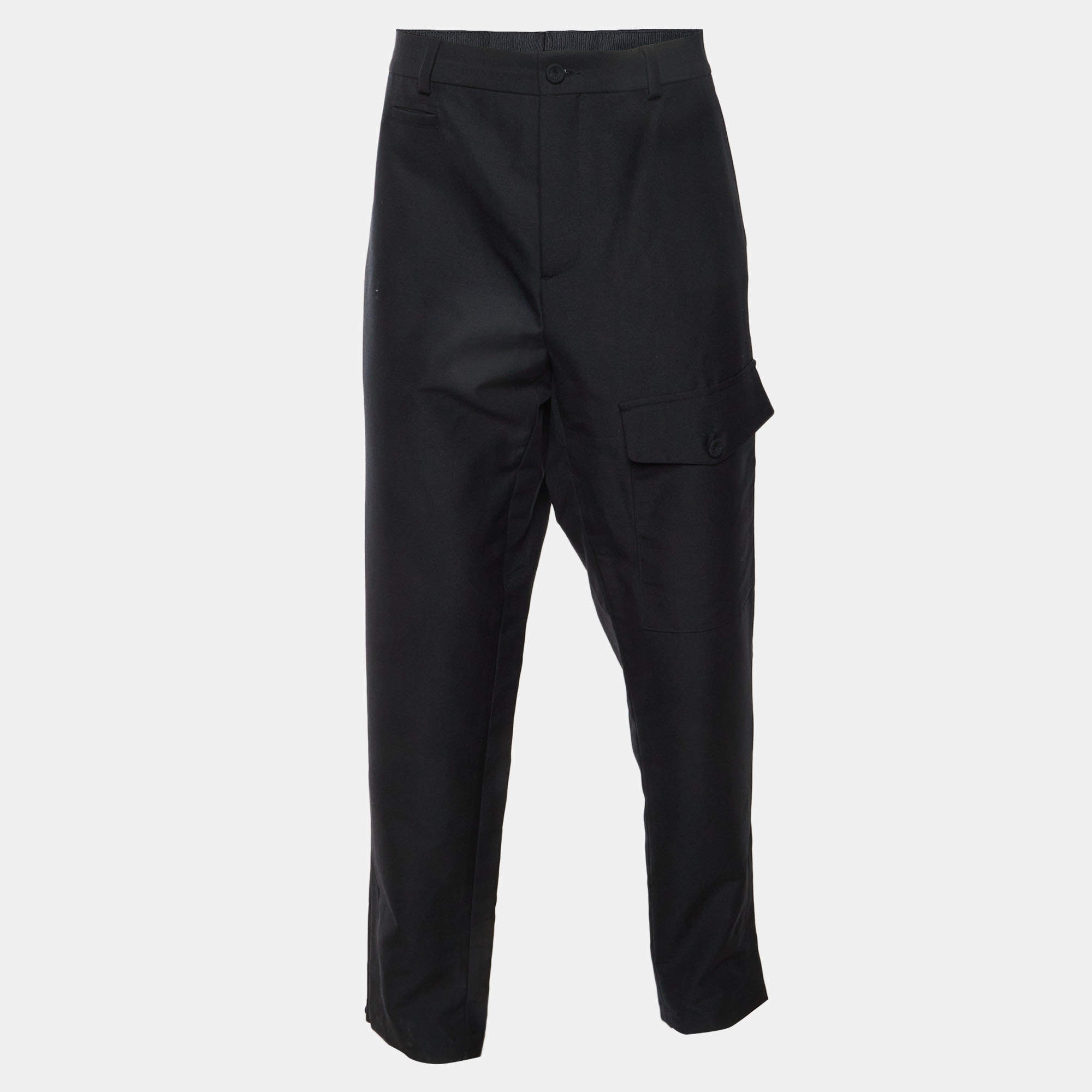 مملوكة مسبقًا Dior Homme Black Wool Cargo Trousers 3XL/Waist 39"