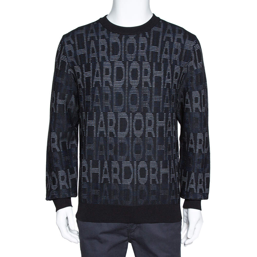 Dior Homme Black Hardior Patterned Jacquard Wool Blend Pullover L
