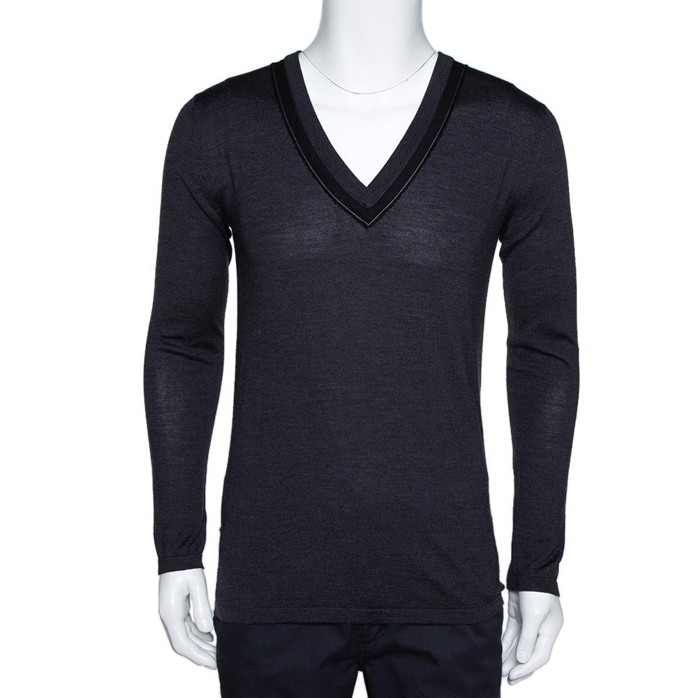 Dior Homme Charcoal Grey Silk & Wool Blend V Neck Sweater XS Dior | The ...