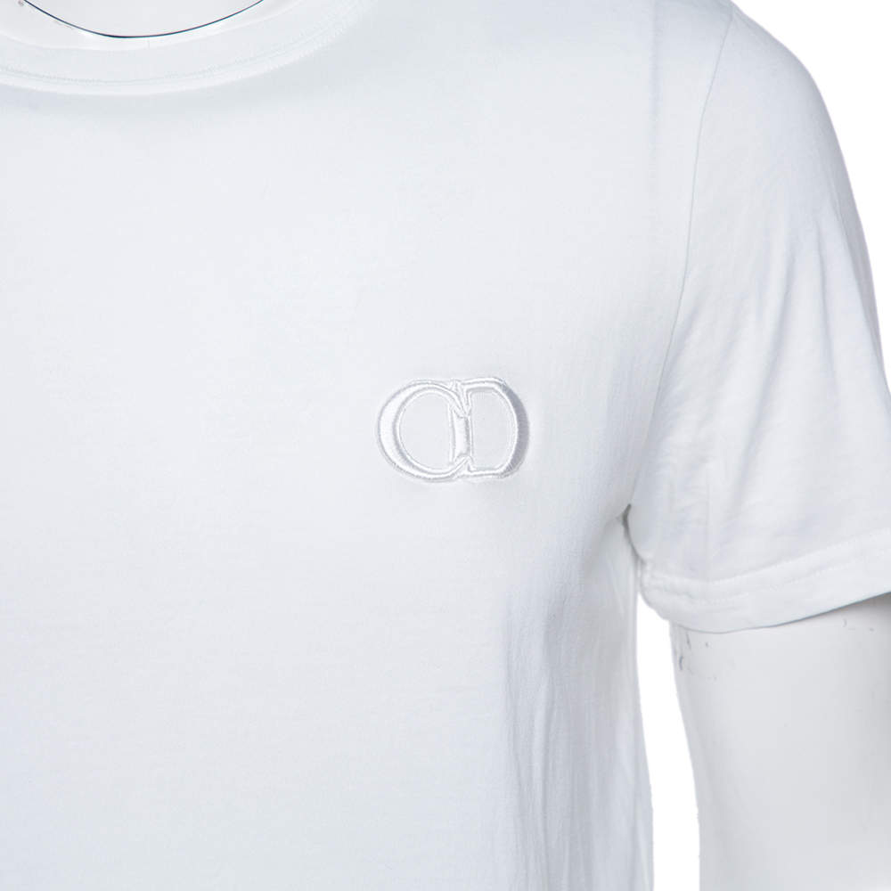 Dior White Cotton Logo Embroidered T 