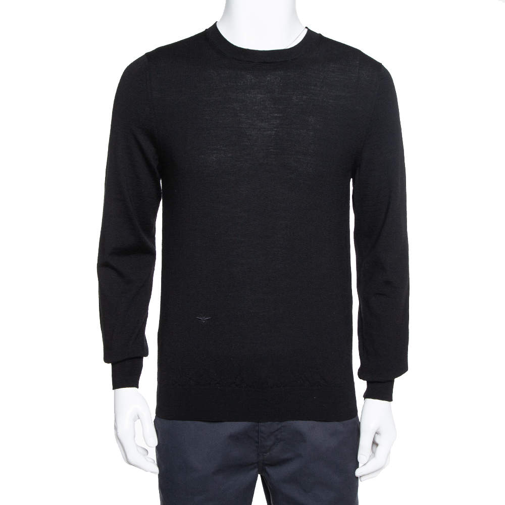 Pre Owned Dior Homme Black Wool Crewneck Sweater L  