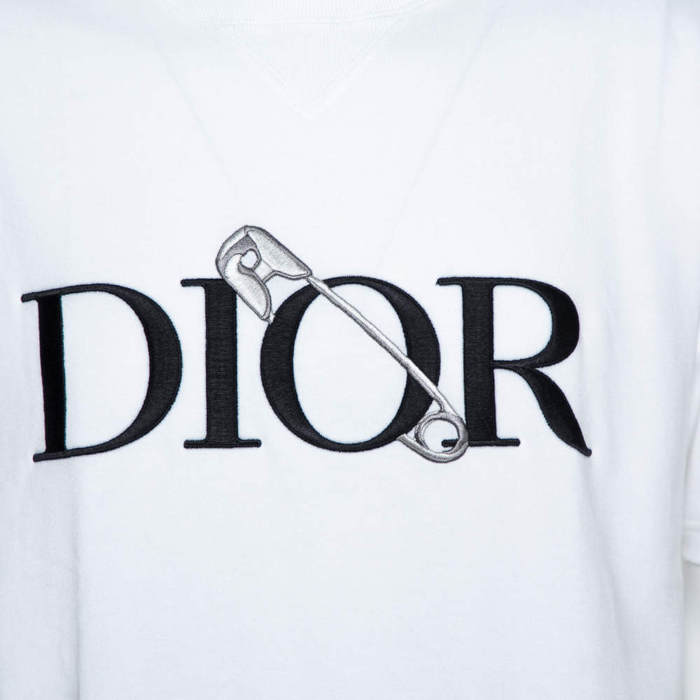 Dior White Jersey Logo Embroidered Judy Blame T-Shirt L Dior | TLC