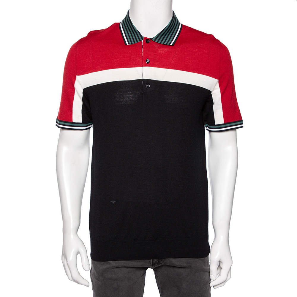 Dior Homme Multicolor Wool Knit Polo T-Shirt L