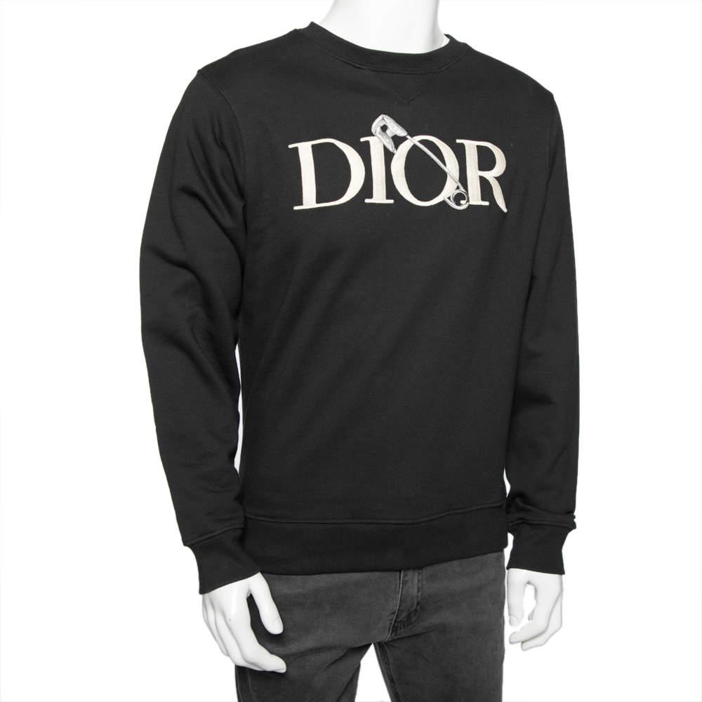 Dior x Judy Blame Black Cotton Safety Pin Logo Embroidered Sweatshirt XS Dior TLC