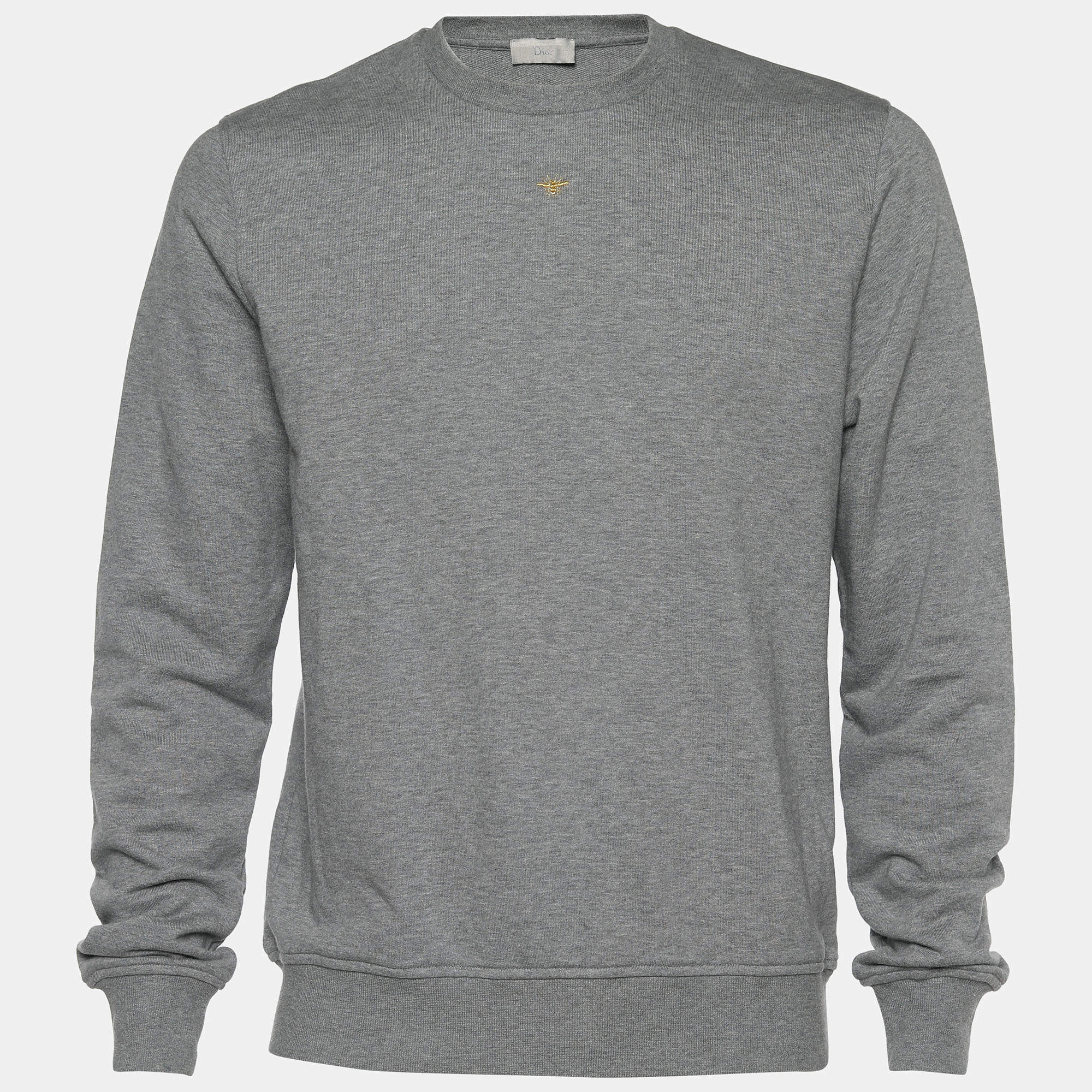 Dior Homme Grey Cotton Bee Embroidered Crewneck Sweatshirt L
