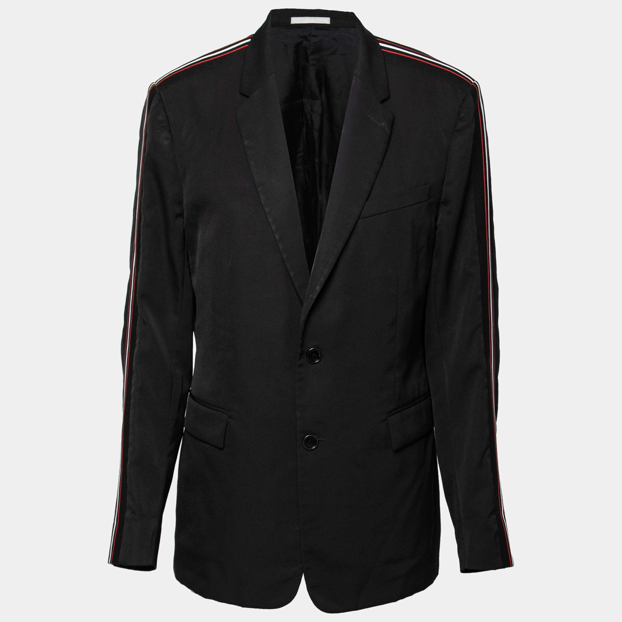 Dior Black Wool Side Striped Panel Blazer L