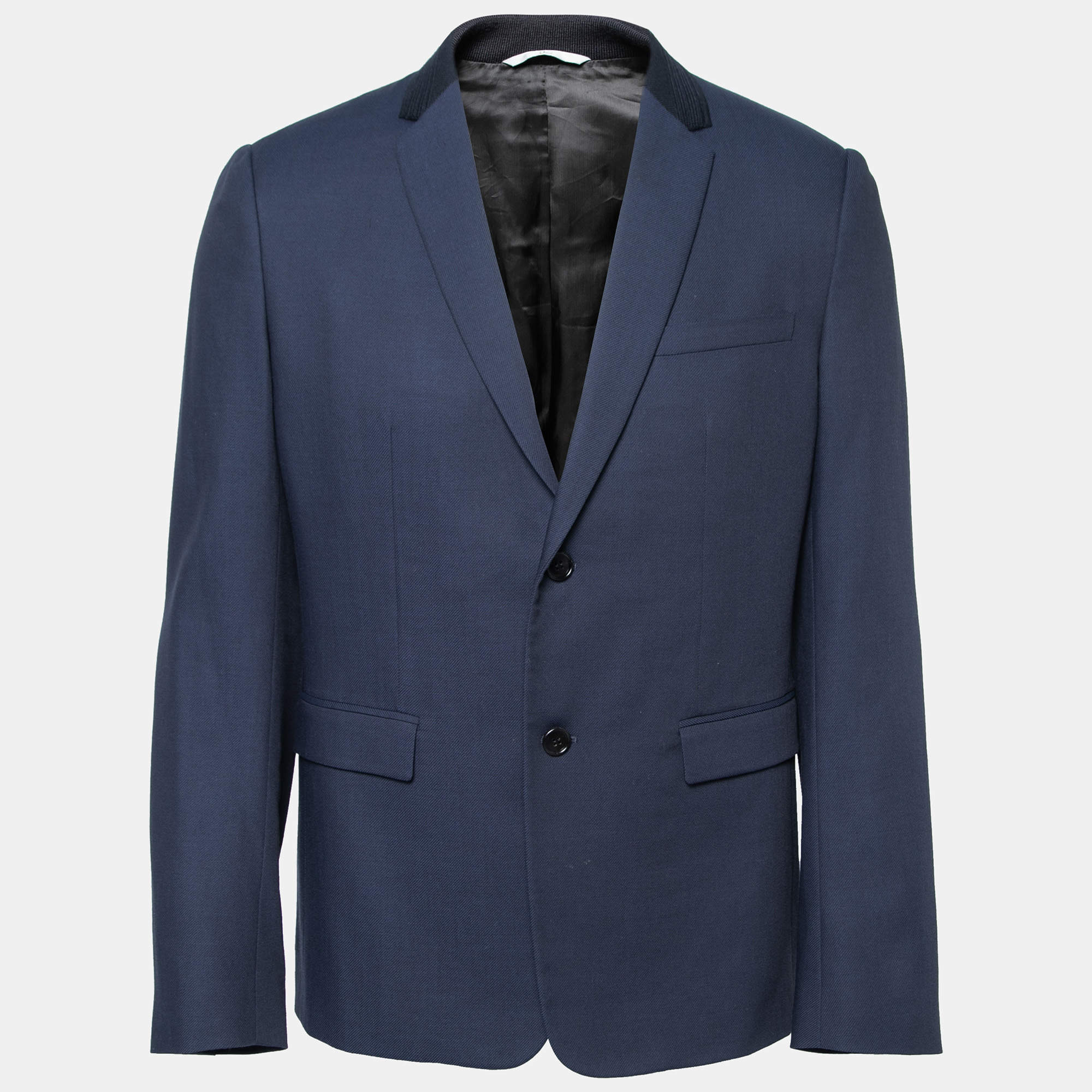 Dior Navy Blue Wool & Cotton Single Breasted Blazer M