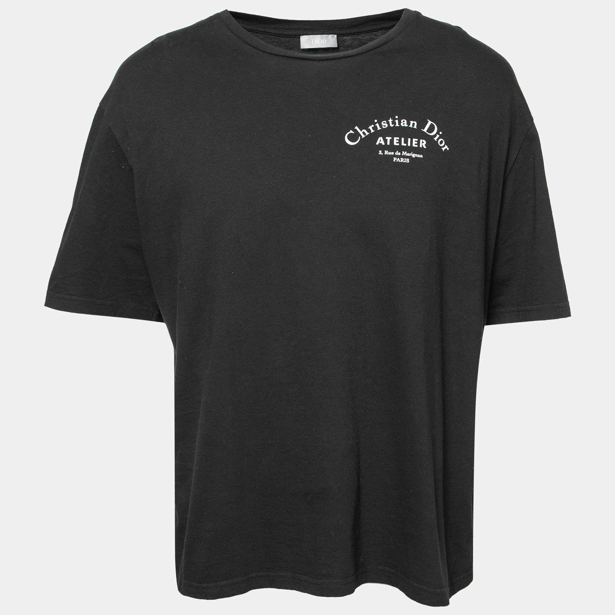 Dior Black Cotton Logo Print Round Neck T-Shirt  XXL