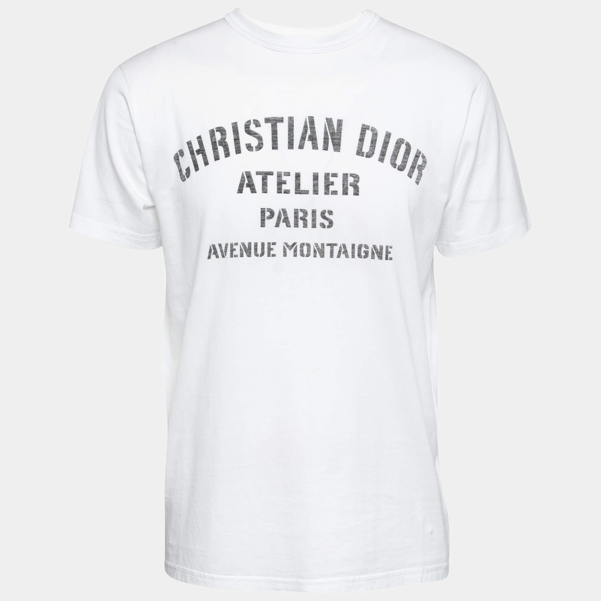 Dior White Cotton Logo Print Crewneck T-Shirt M 