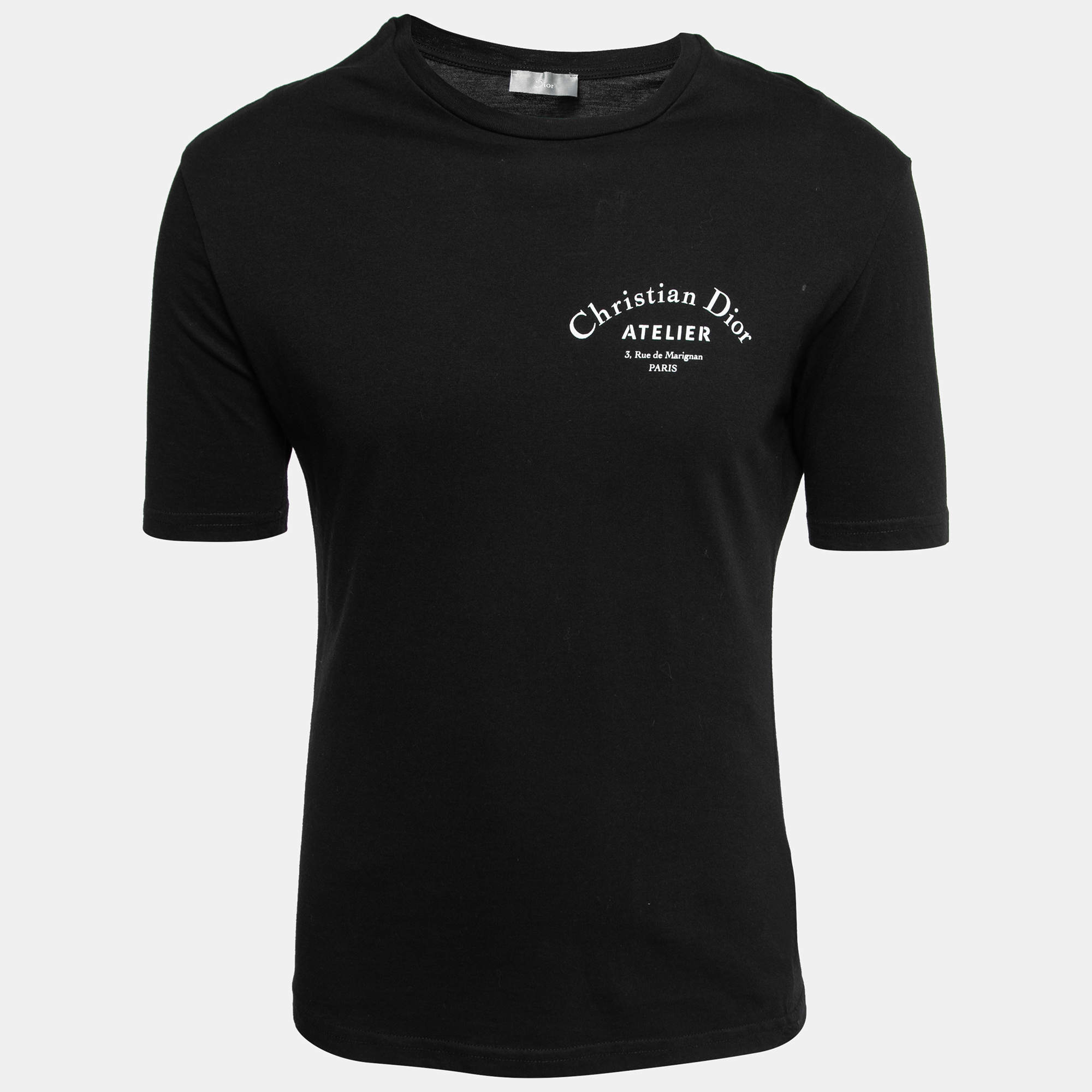 Dior Black Cotton Logo Atelier Print Crewneck T-Shirt XS