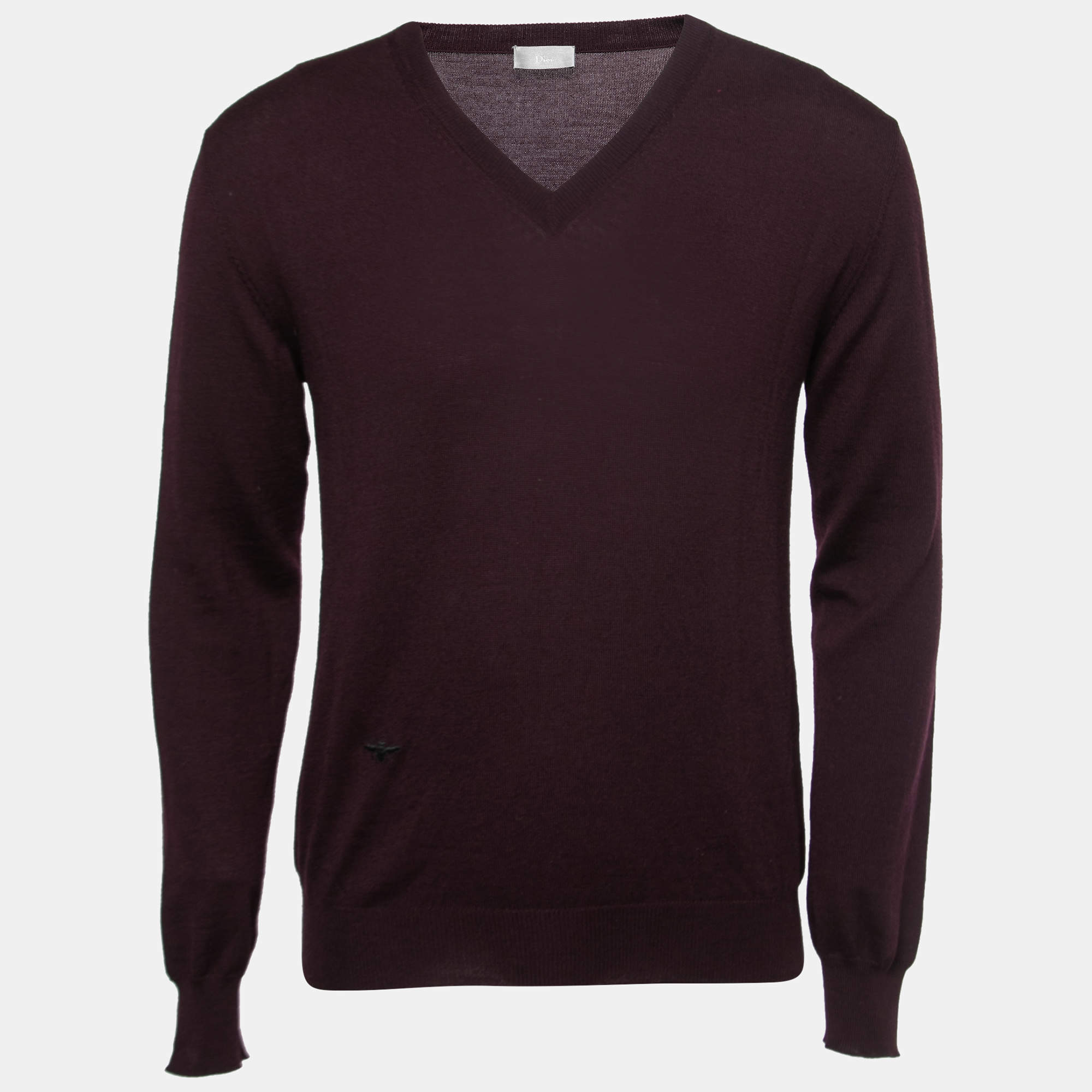 Dior Homme Plum Purple Wool V-Neck Jumper M