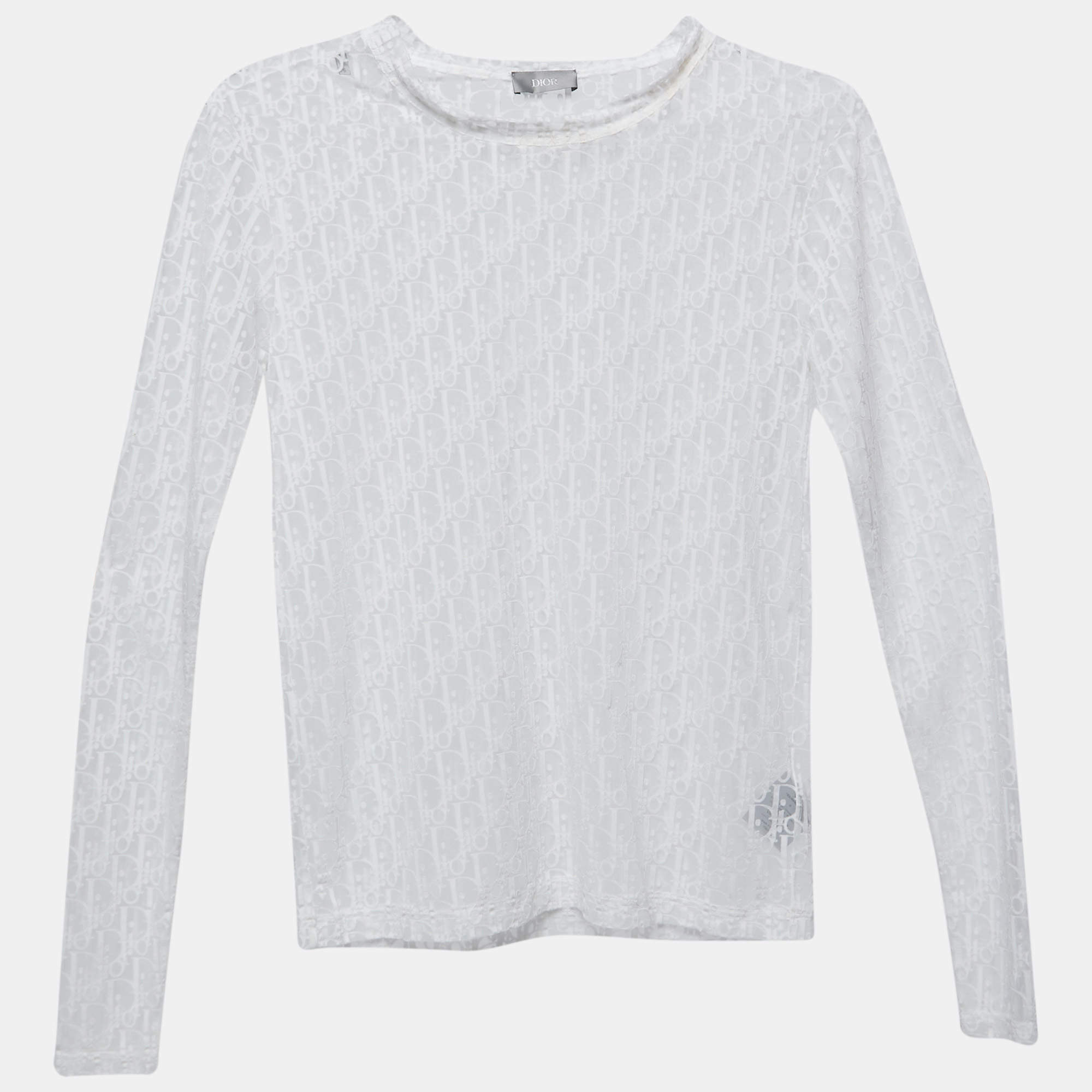 Dior White Oblique Sheer Long Sleeve T-Shirt S Dior | TLC Dior White Oblique Sheer Long Sleeve T-Shirt S Dior | TLC