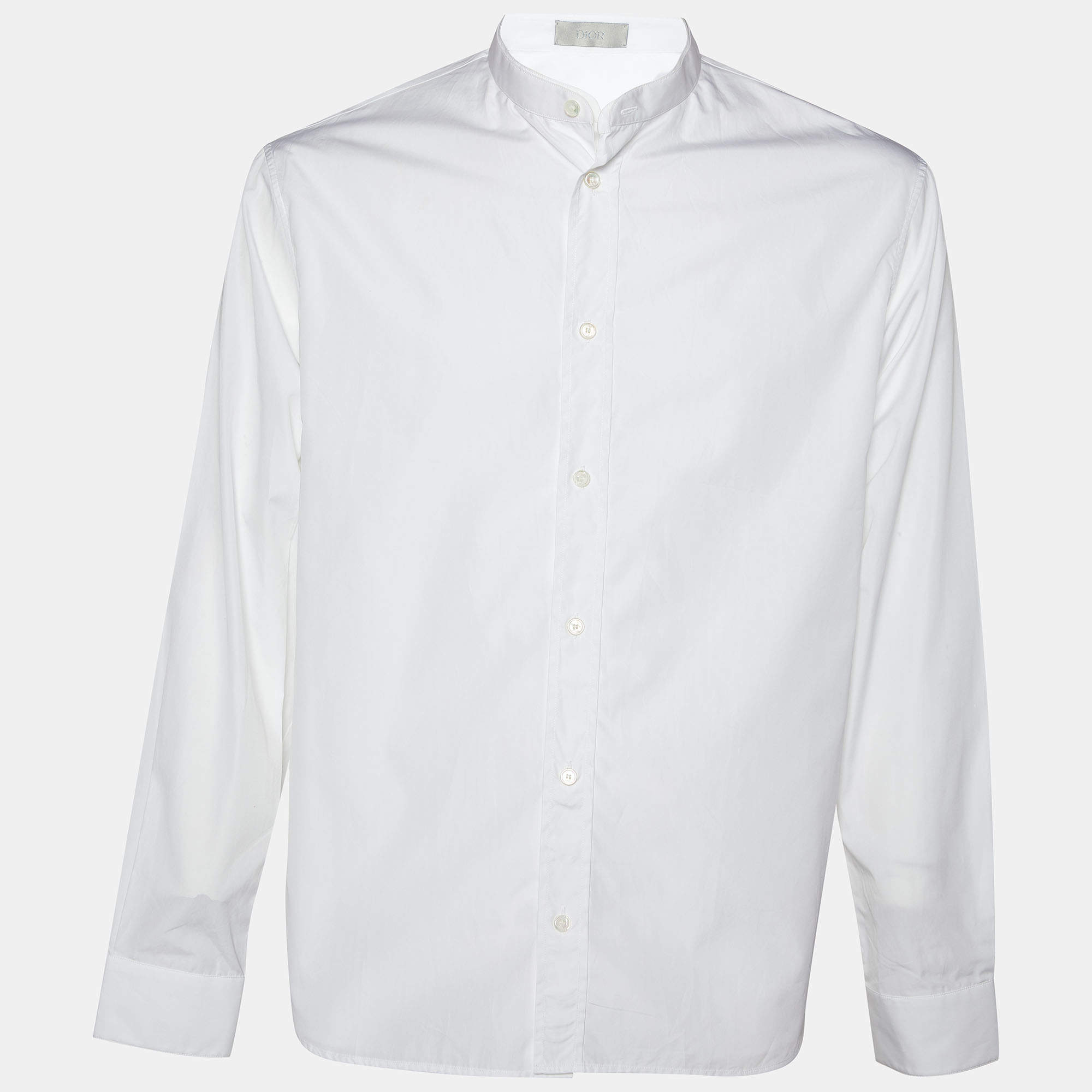 Pre Owned Dior  Homme White Double Layered Cotton Button Front Shirt M