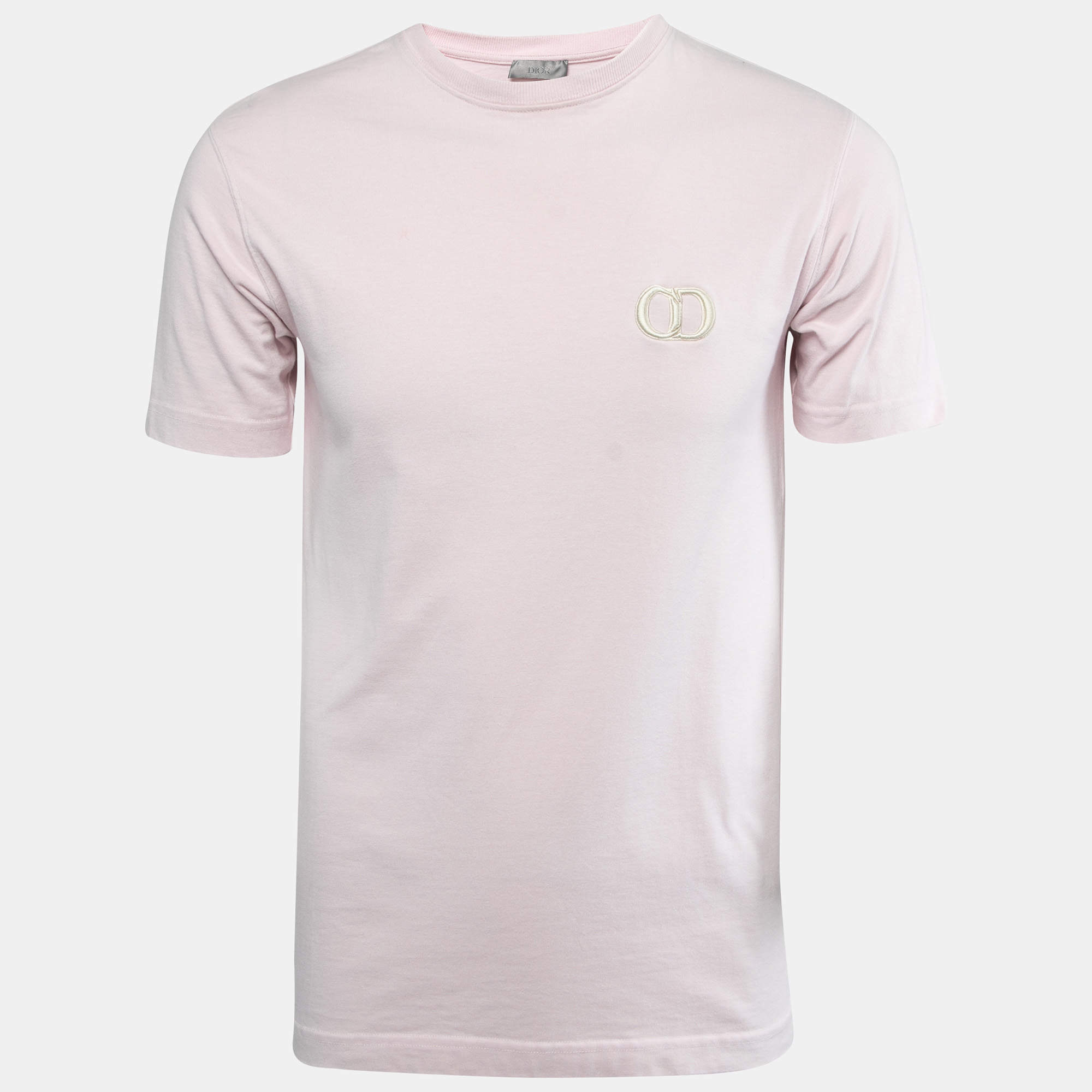 Dior Homme Pink Cotton CD Icon Embroidered Crew Neck T-Shirt XS