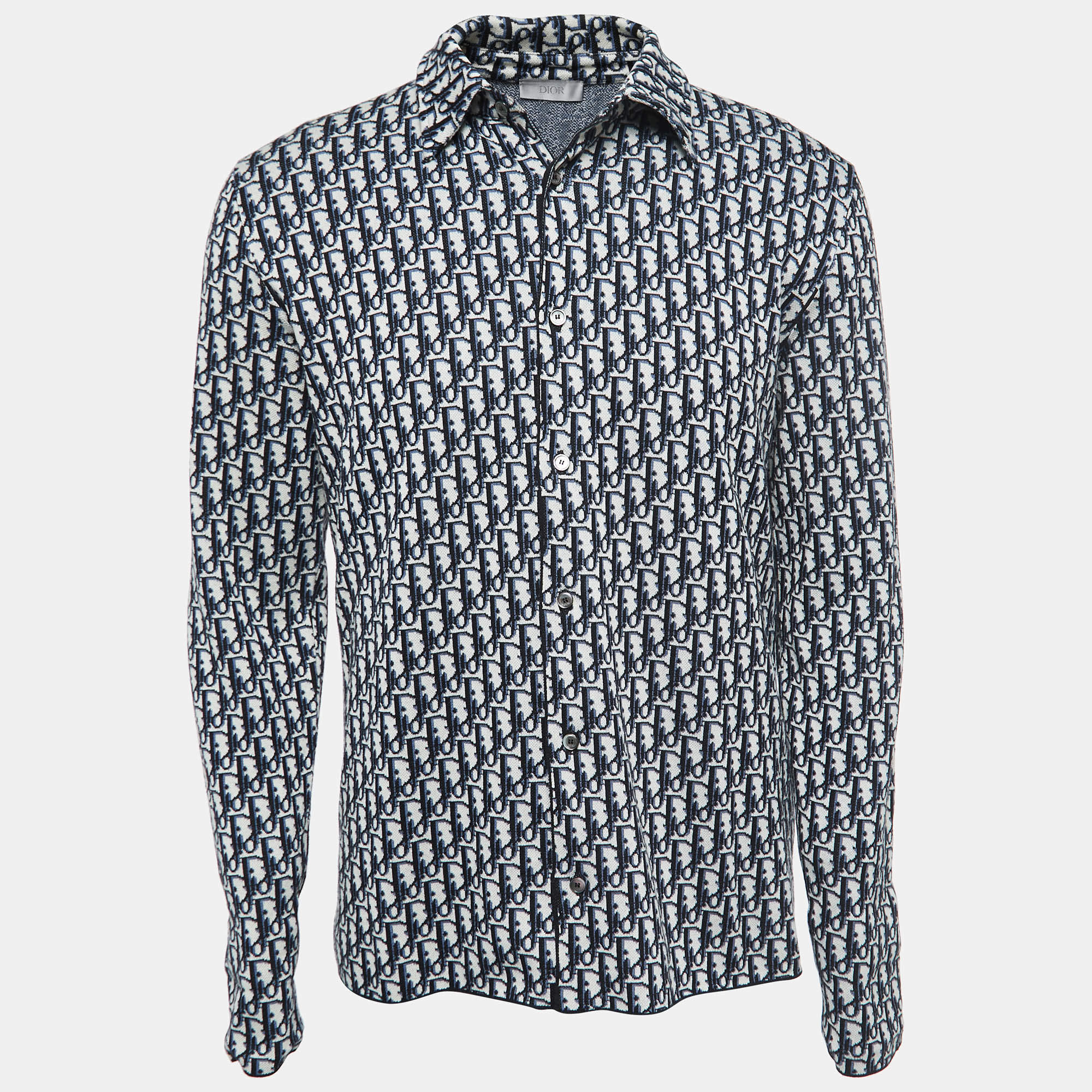 Dior Homme Navy Blue Dior Oblique Cotton Jacquard Overshirt M