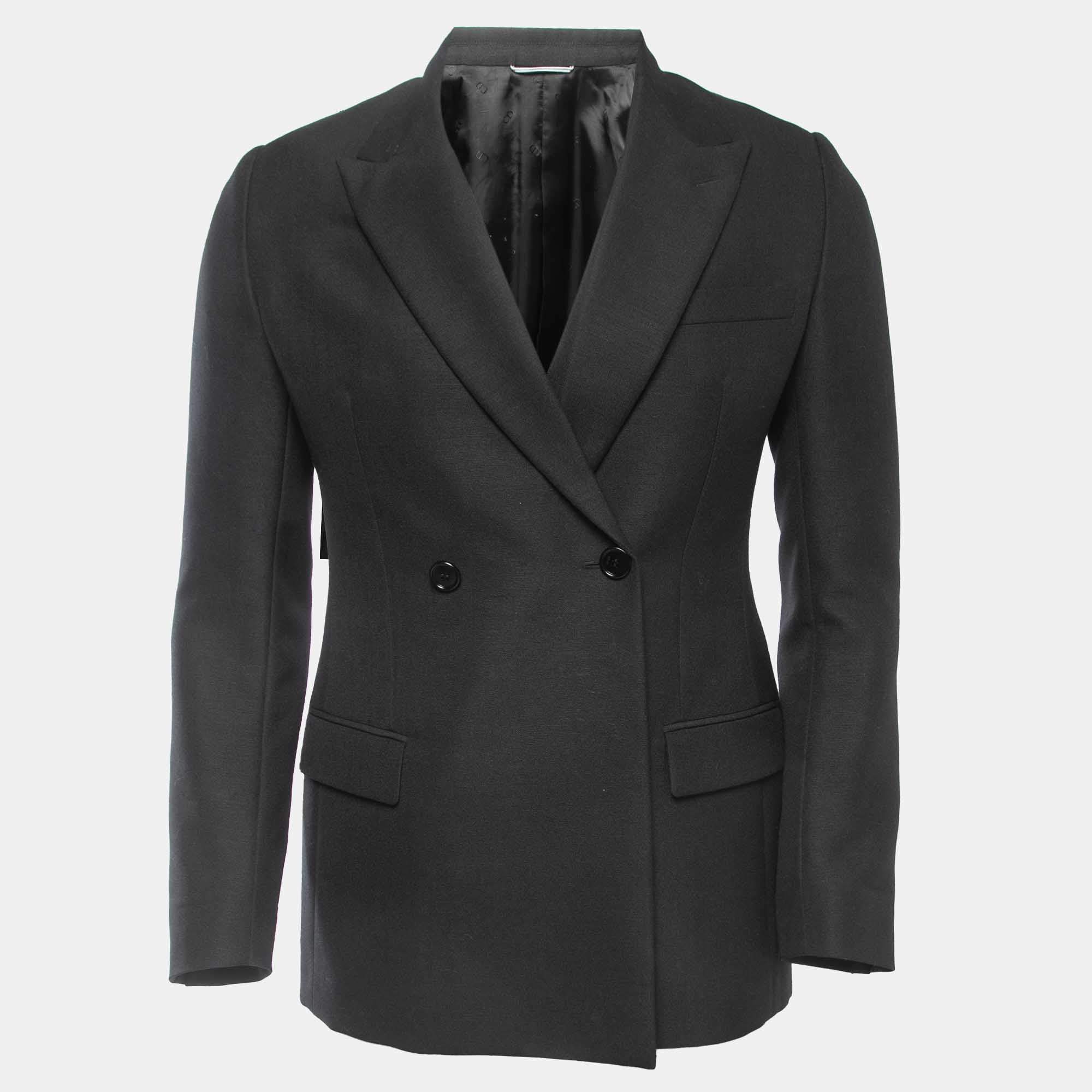 Dior Black Wool Blend Double Breasted Blazer XS