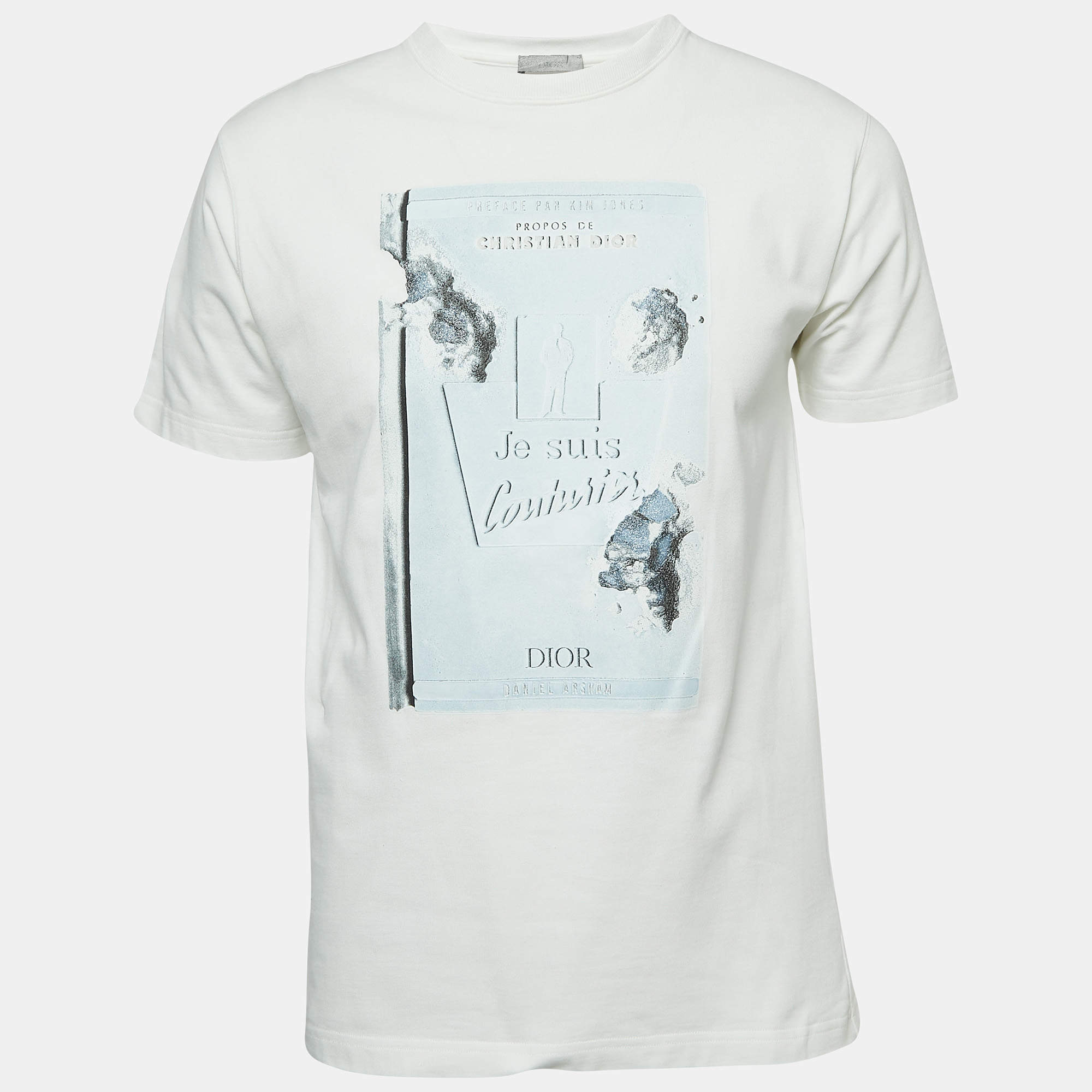 Dior X Daniel Arsham White Cotton Printed T-Shirt M