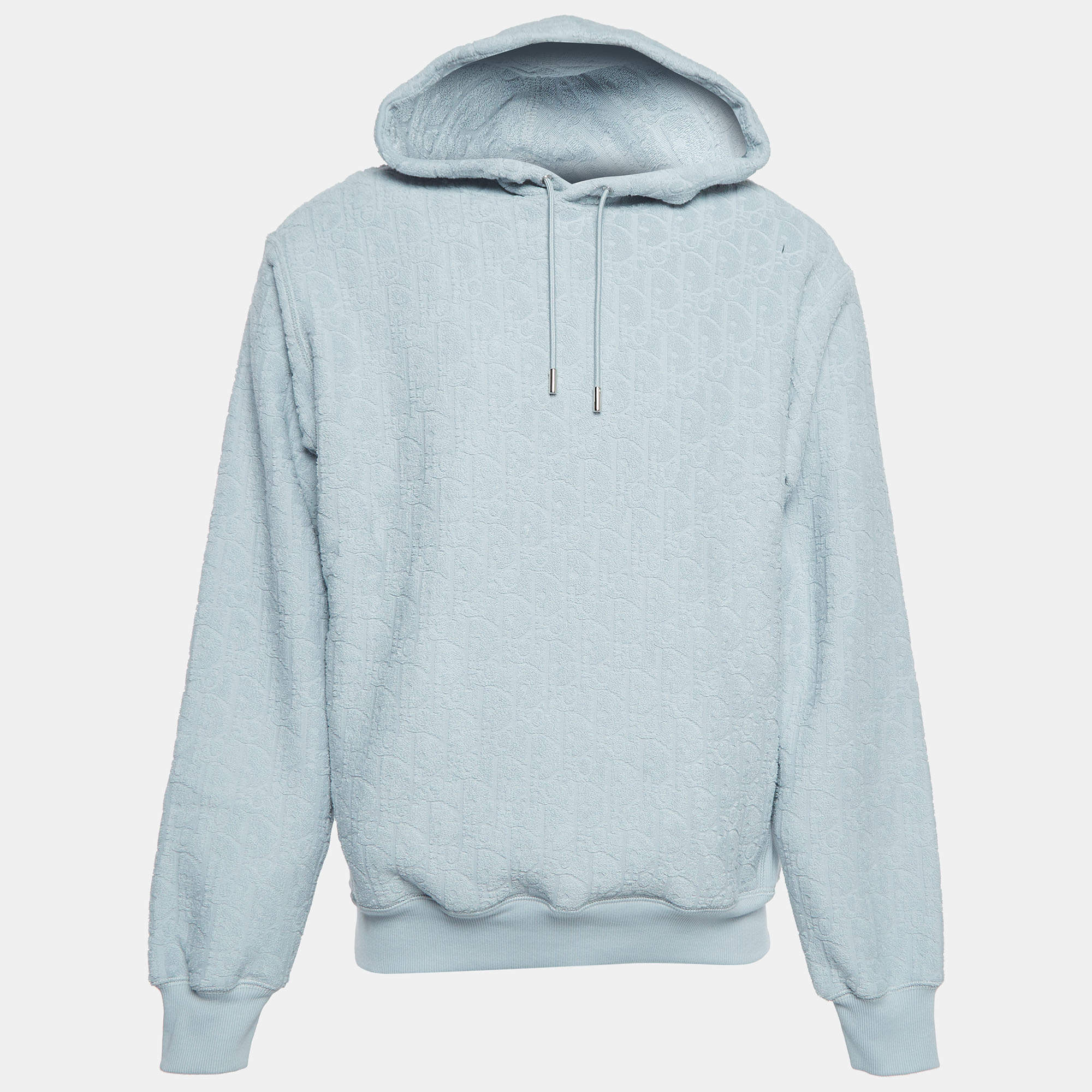 Dior Homme Light Blue Oblique Jacquard Terry Cotton Hoodie M Dior