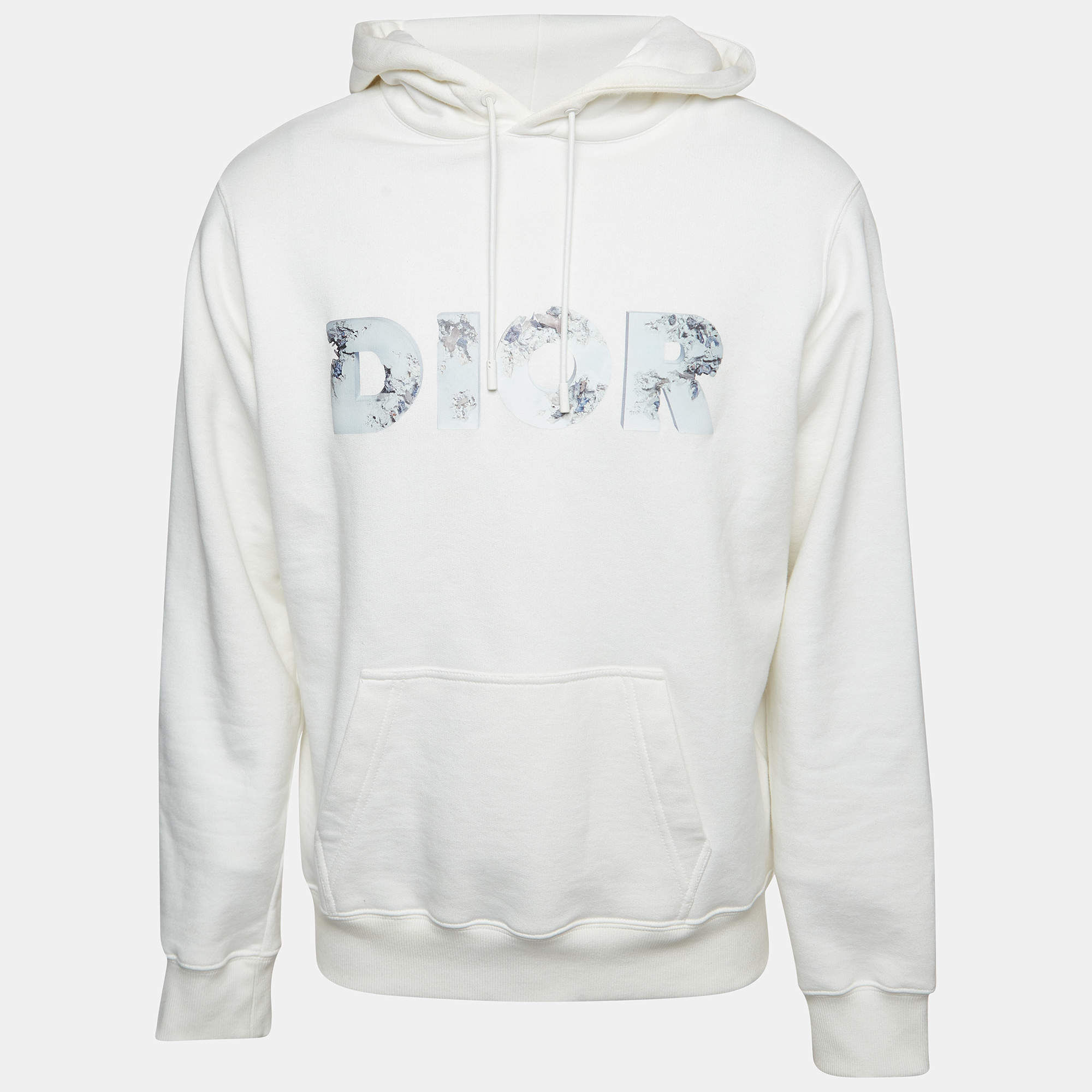 Dior Homme X Daniel Arsham White 3D Print Cotton Hoodie M