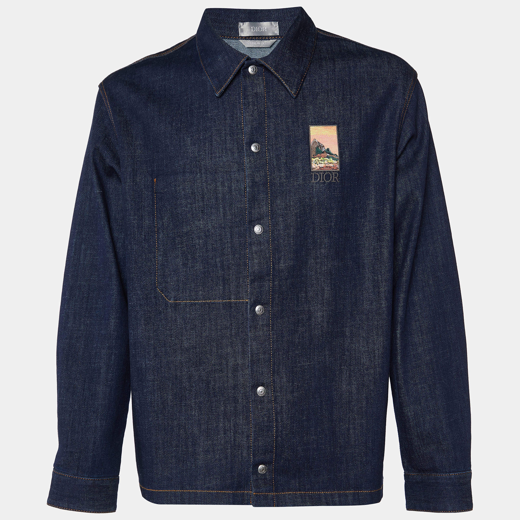 Dior Homme Dark Blue Denim Button Front Jacket L