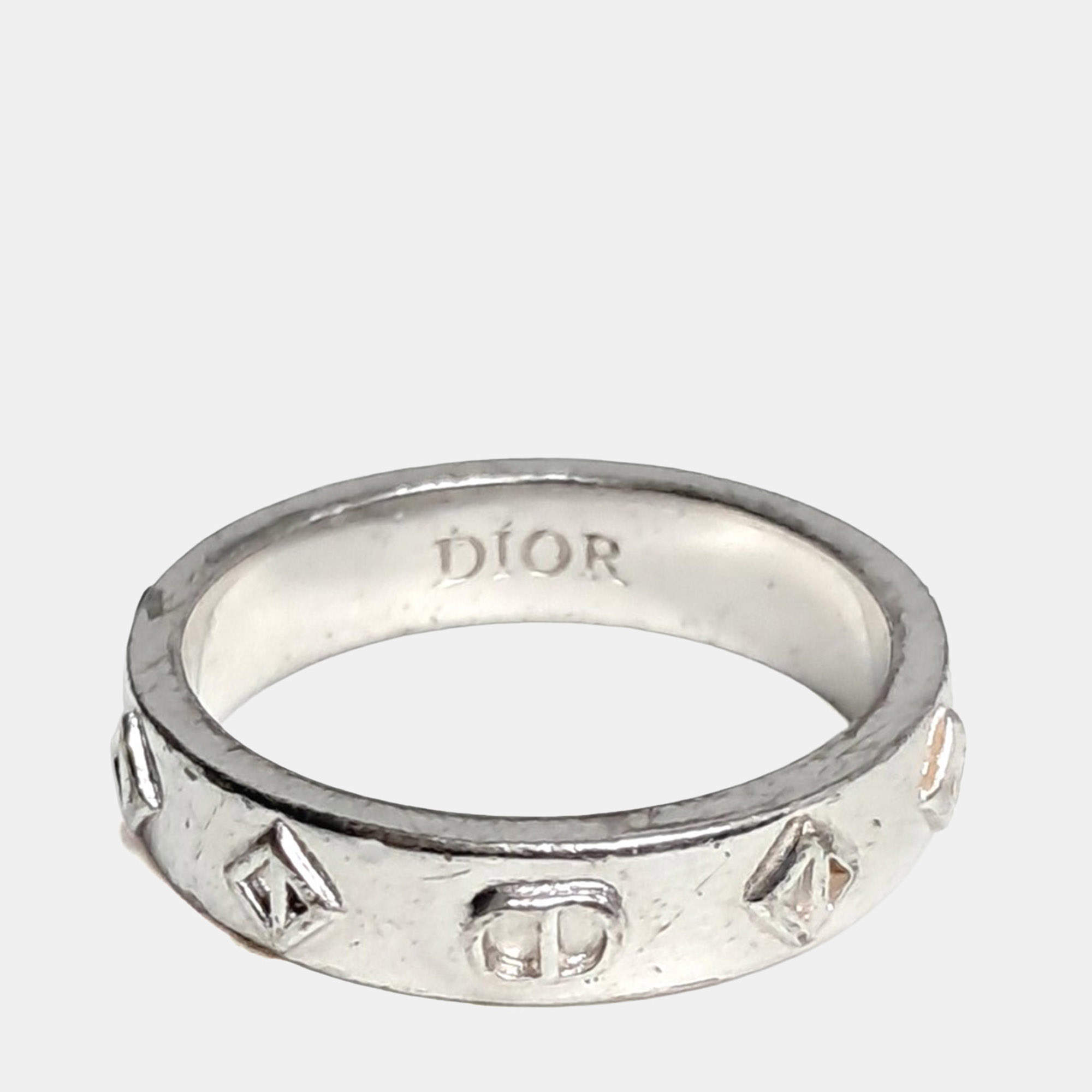 Pre Owned Dior Silver CD Ring S 50