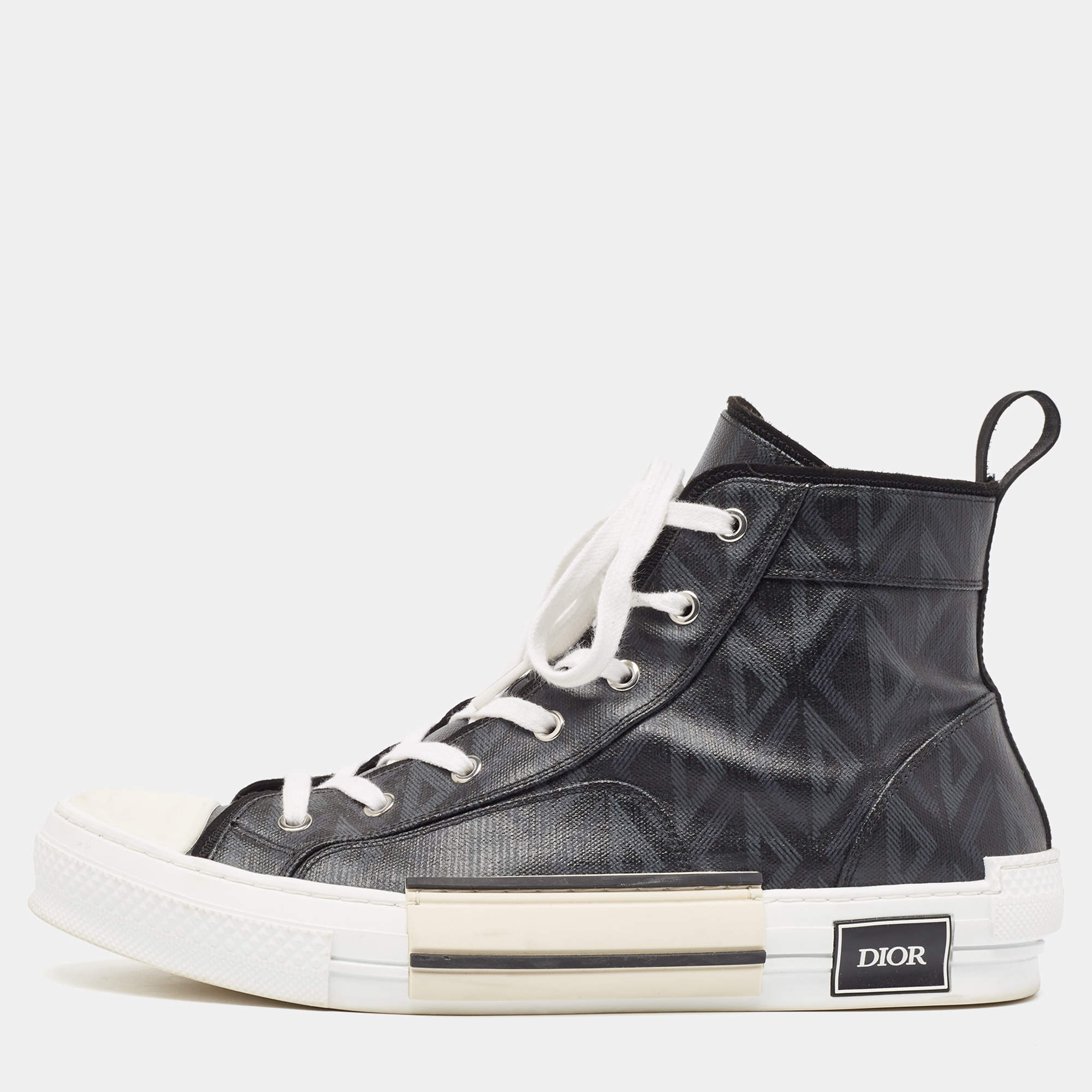 Dior Black Canvas B23 High Top Sneakers Size 45