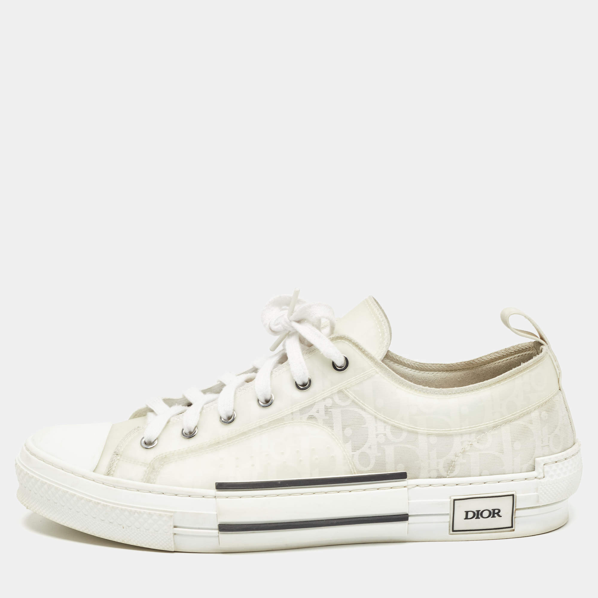 Dior White PVC and Mesh B23  Lace Up Sneakers Size 46
