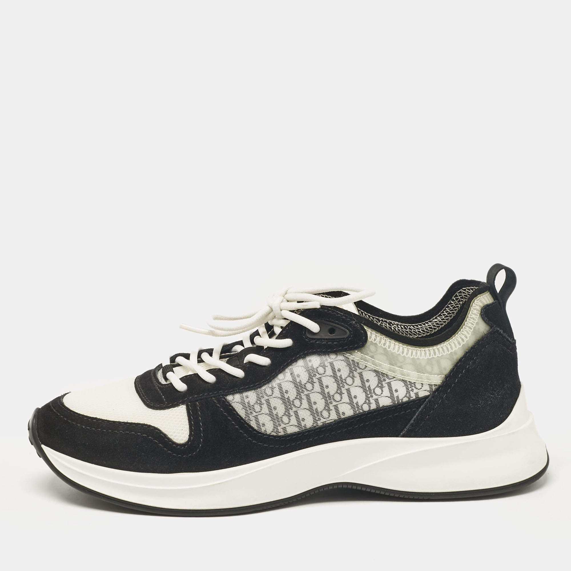 Dior Black PVC and Suede B25 Lace Up Sneakers Size 43