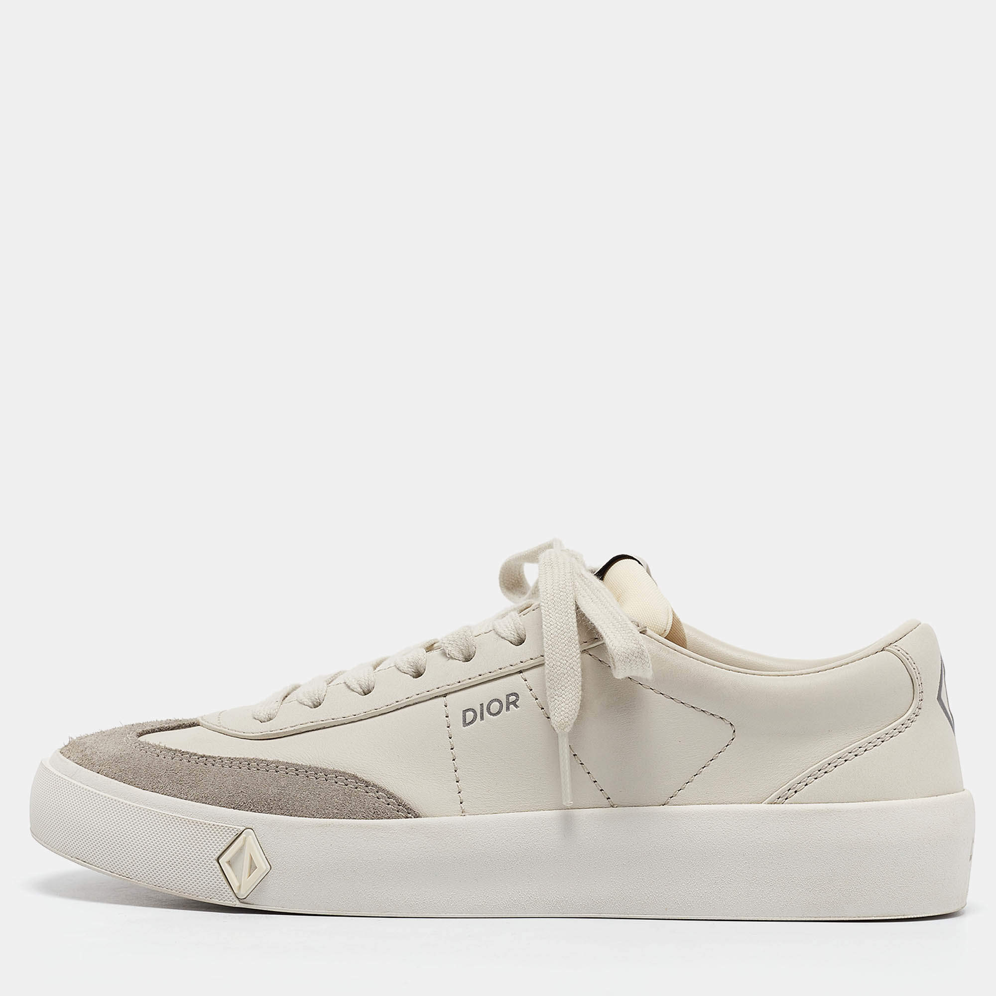 Dior Cream Leather Suede B101 Lace Up Sneakers Size 40