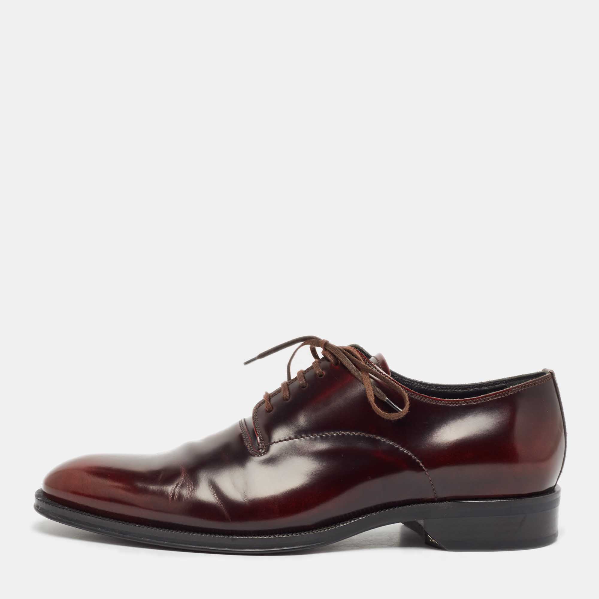 Dior Burgundy Leather Lace Up Oxfords Size 41