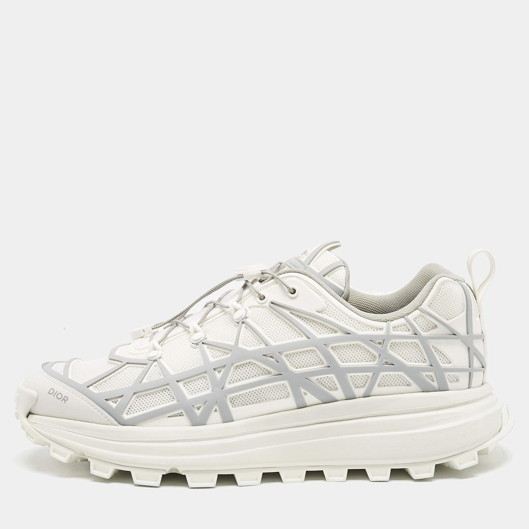 Dior White/Grey Mesh and Rubber B31 Runner Chunky Sneakers Size 43