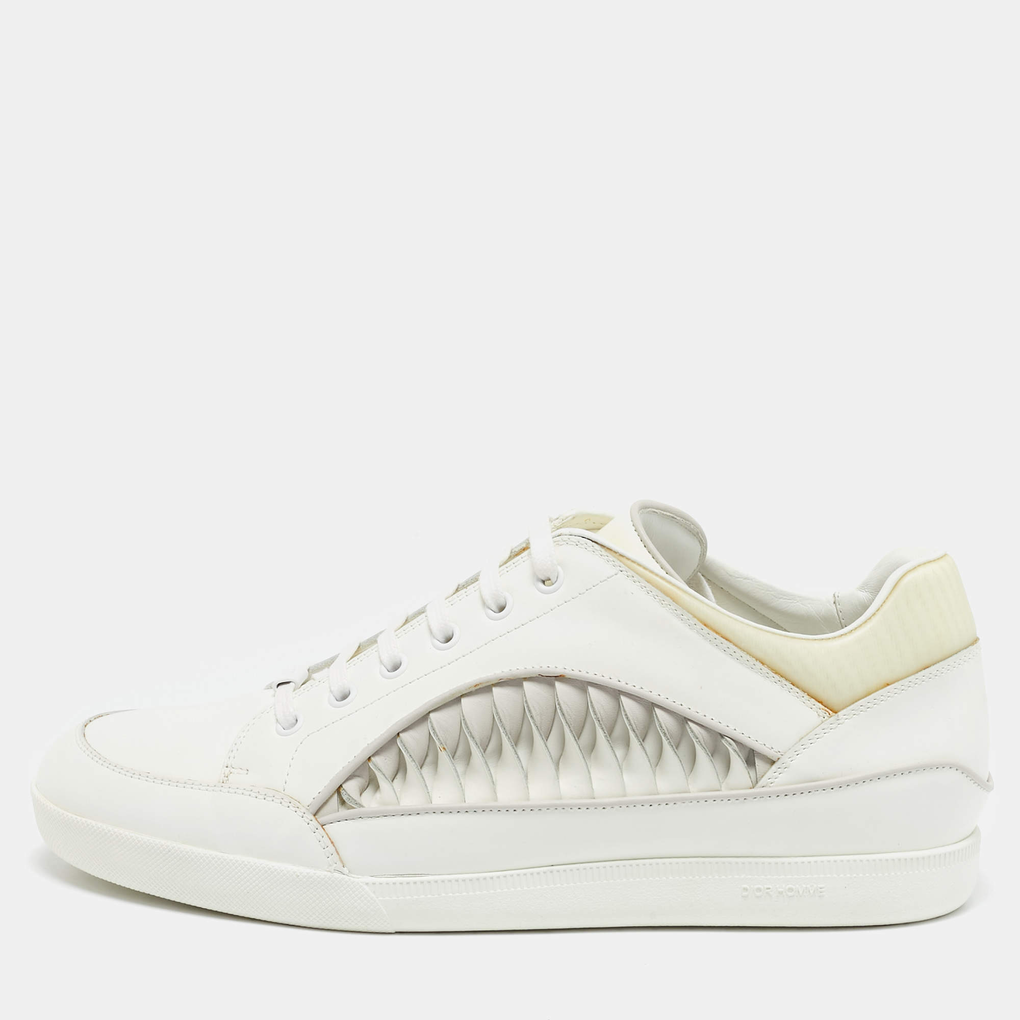 Dior White Leather Lace Up Sneakers Size 42