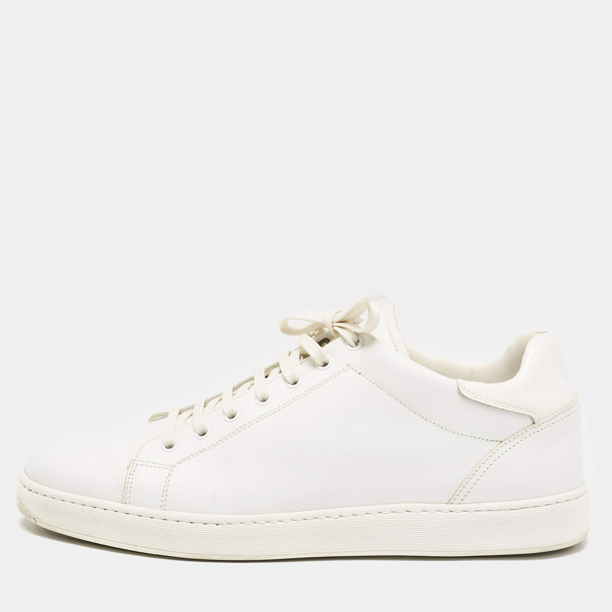 Dior White Leather Lace Low Top Sneakers Size 45