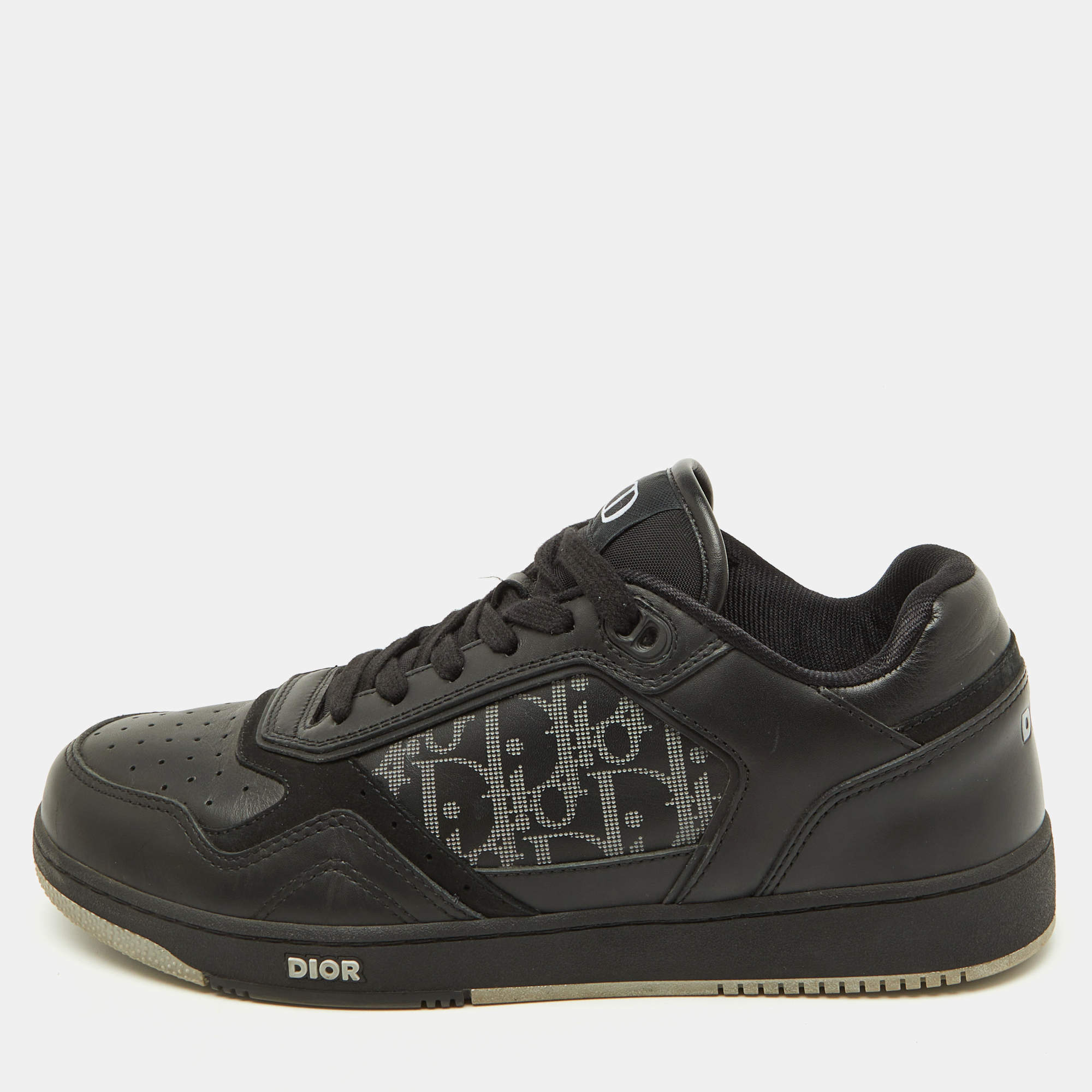 Dior Black Leather and Oblique Laser B27 Low Top Sneakers Size 41
