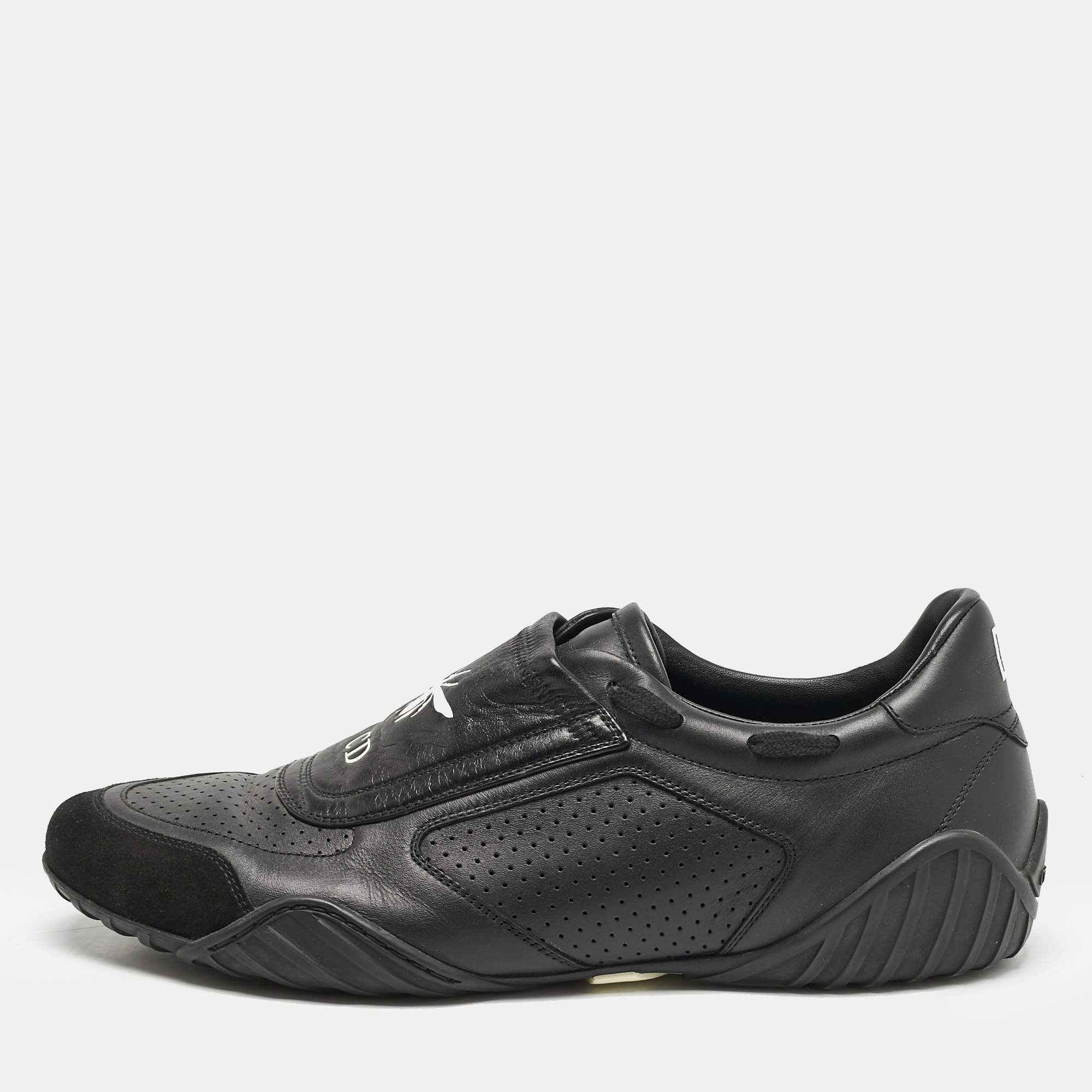 Dior Black Leather and Suede CD Bee Low Top Sneakers Size 40