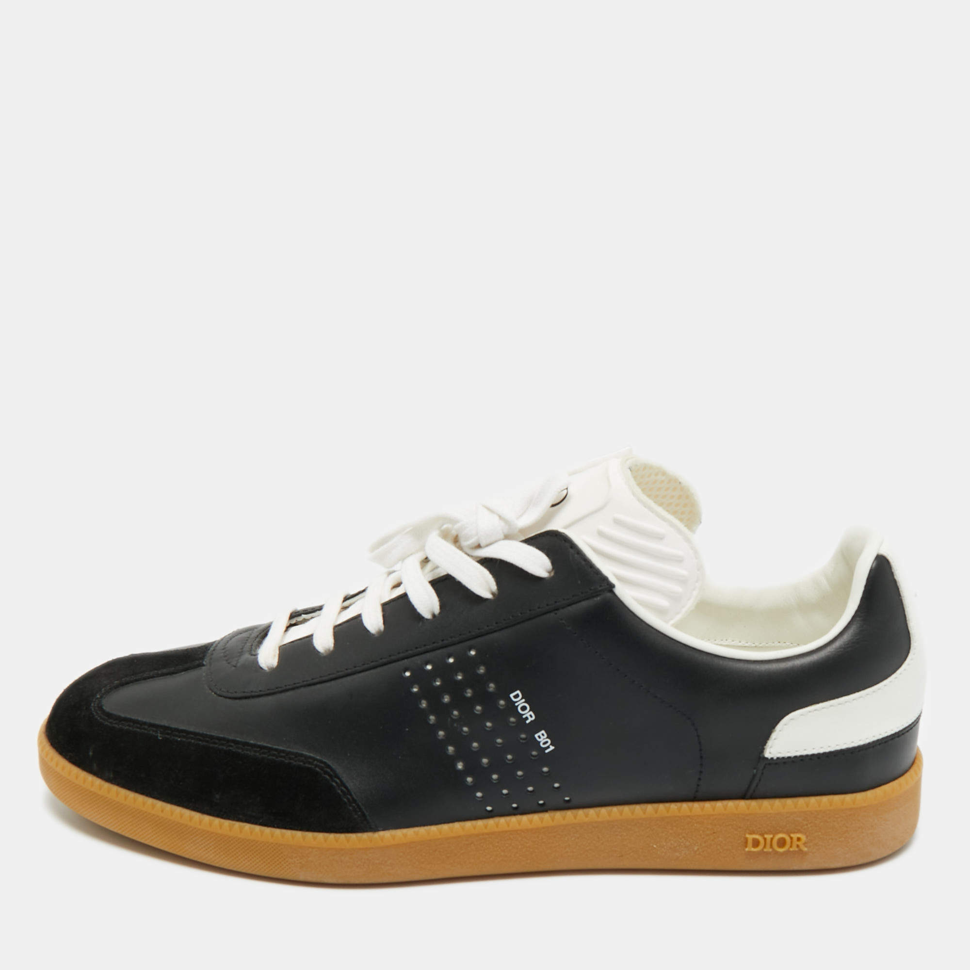 Pre Owned Dior Black Leather and Suede B01 Lace Up Sneakers Size 41