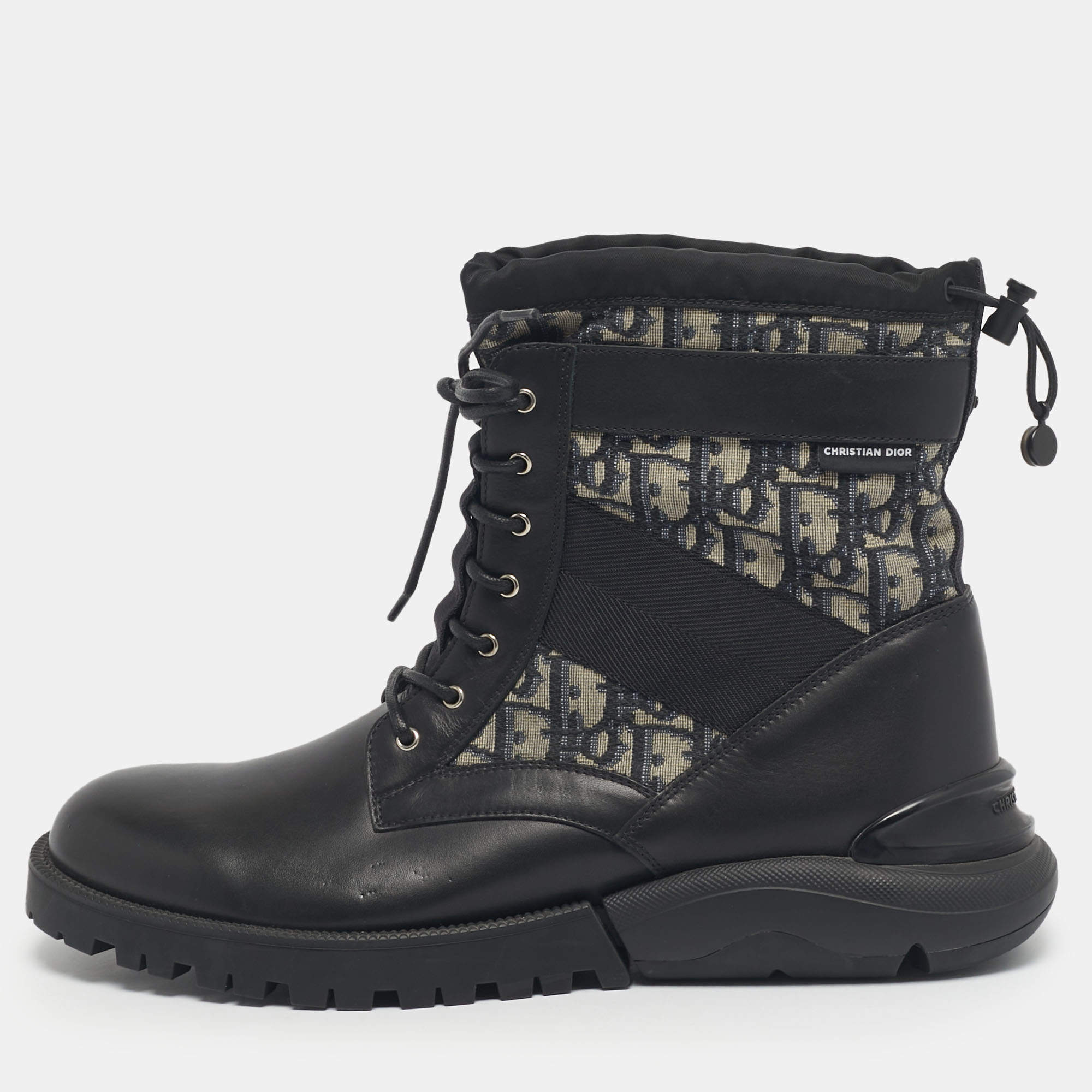 مملوكة مسبقًا حذاء ديور قماش أسود وجلد مستكشف للكاحل مقاس 43