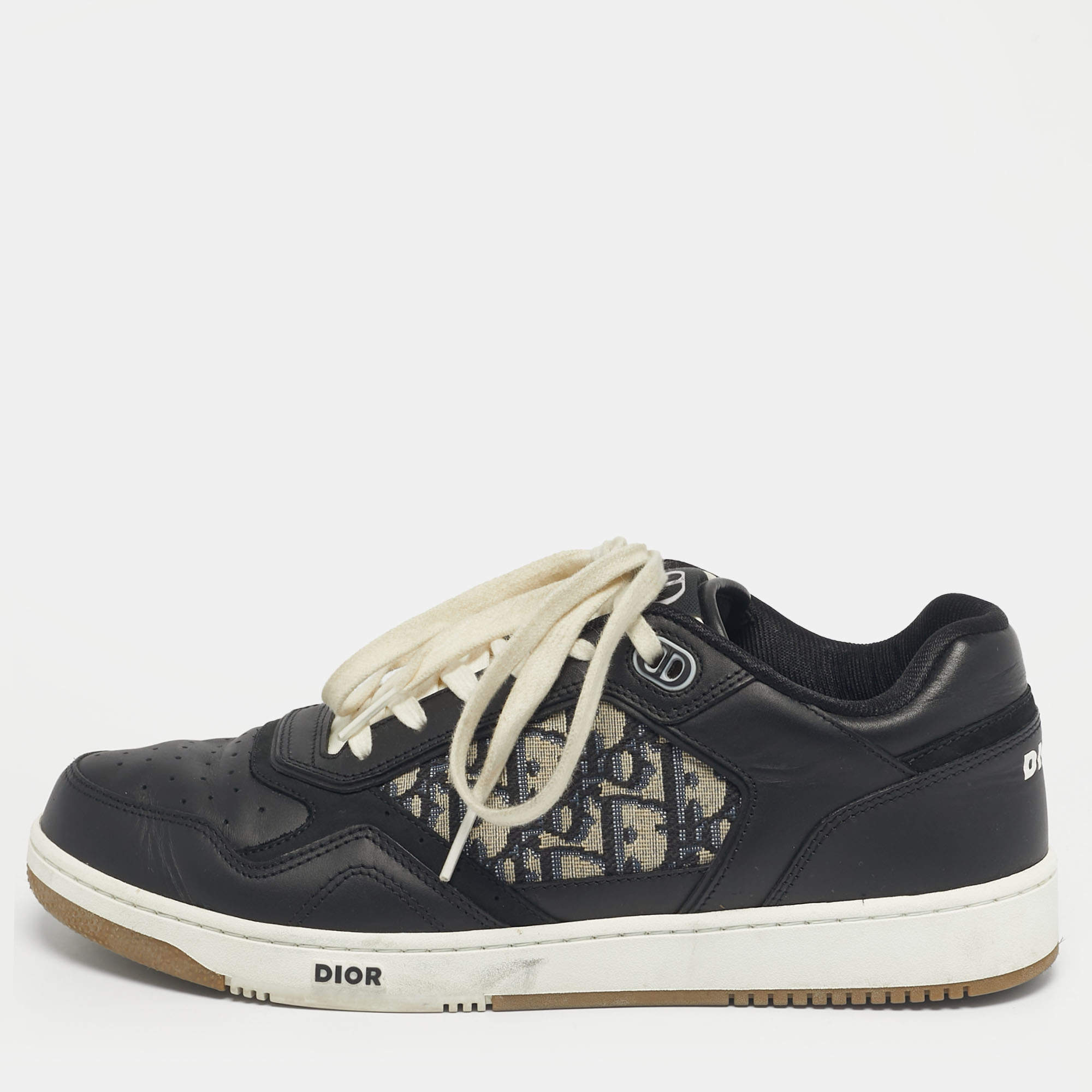 Pre Owned Dior Black Canvas and Leather b27 Lace Up Sneakers Size 42.5