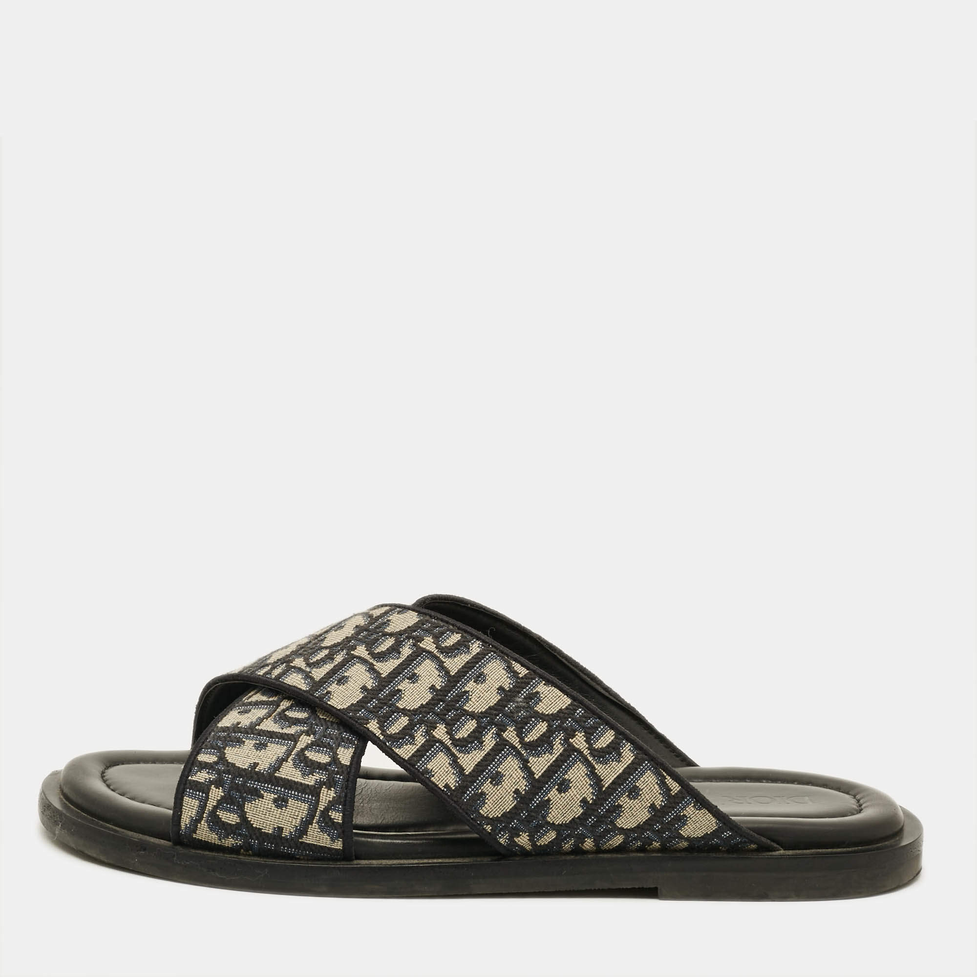 مملوكة مسبقًا شبشب ديور ألياس قماش وجلد أزرق مقاس 42.5