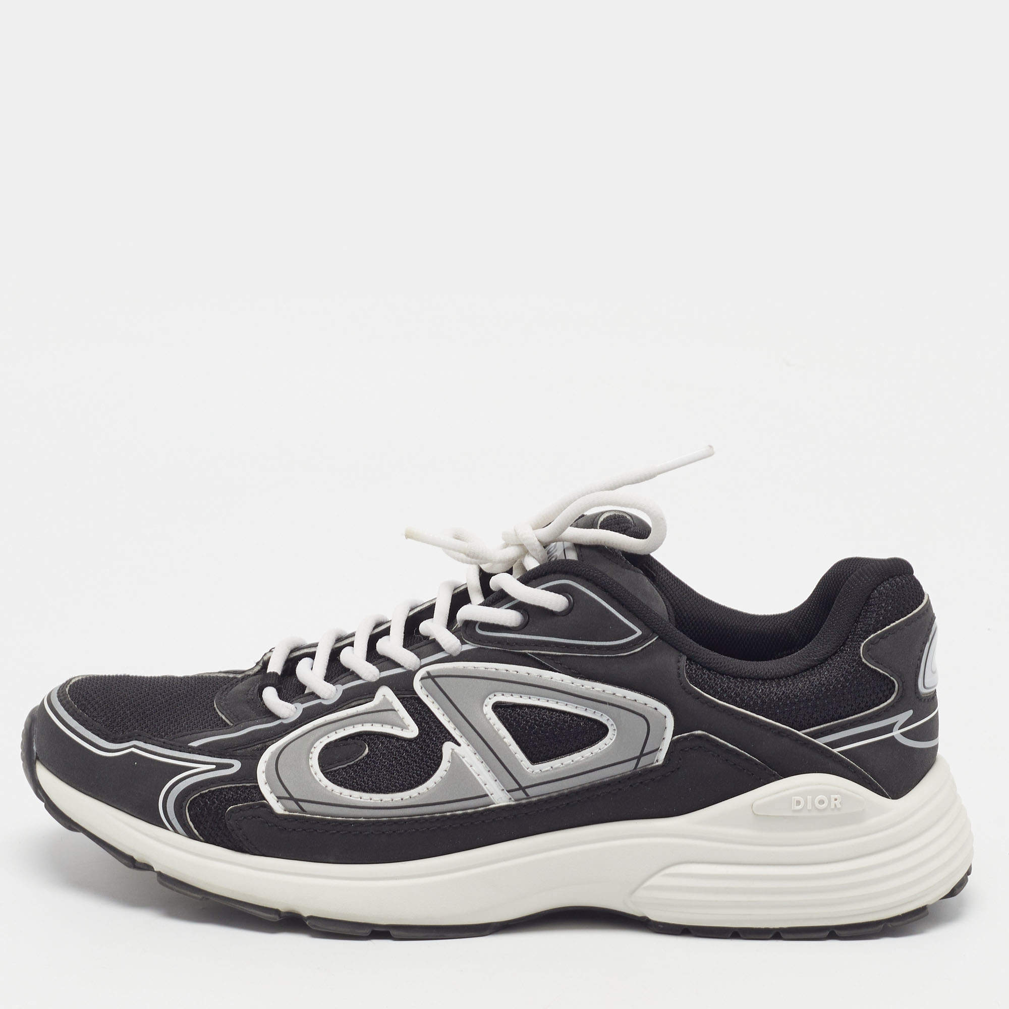 Pre Owned Dior B30 Countdown Size 43 Black/Grey Mesh Low Top Sneakers