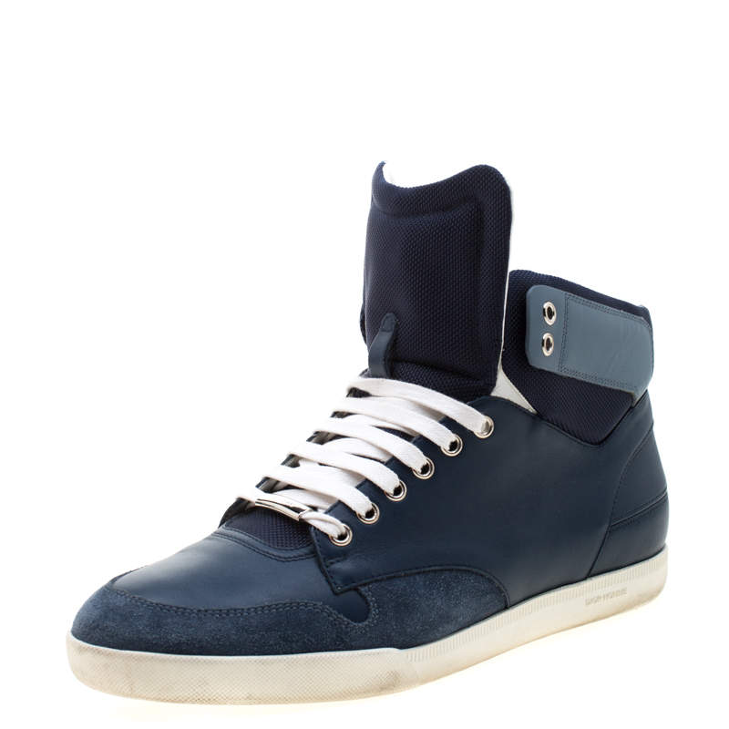 Dior Blue/White Leather High Top Sneaker Size 41