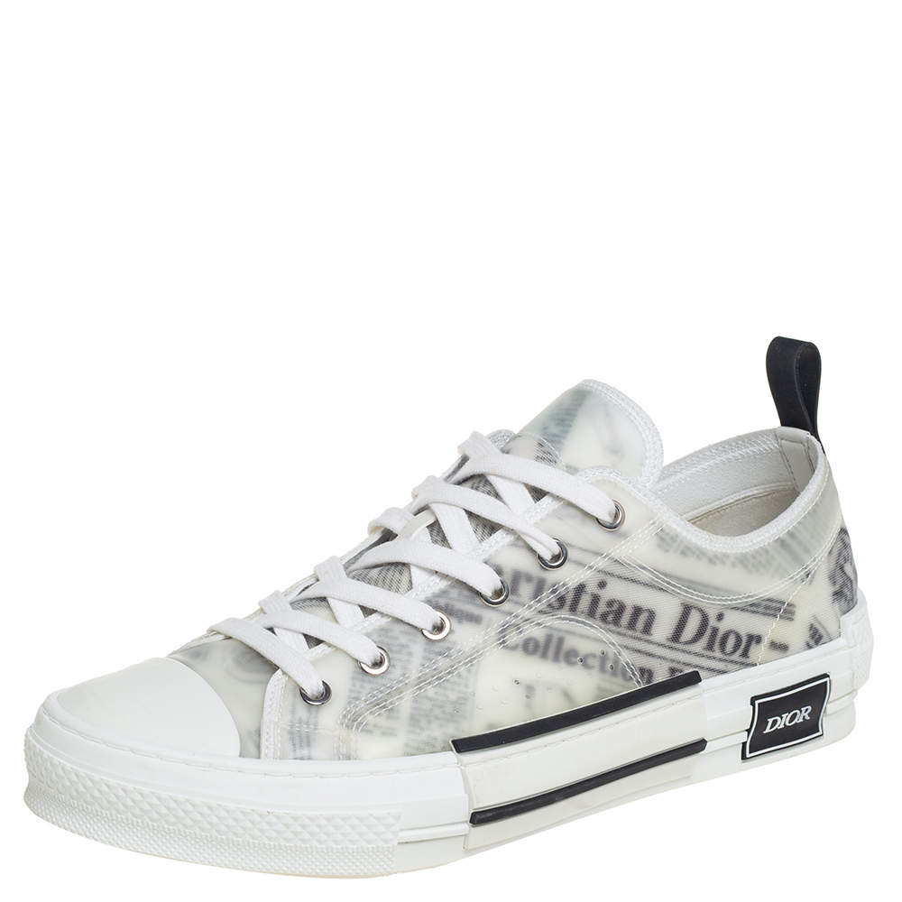 Dior White Vinyl And Mesh Lace Up B23 Sneakers Size 43