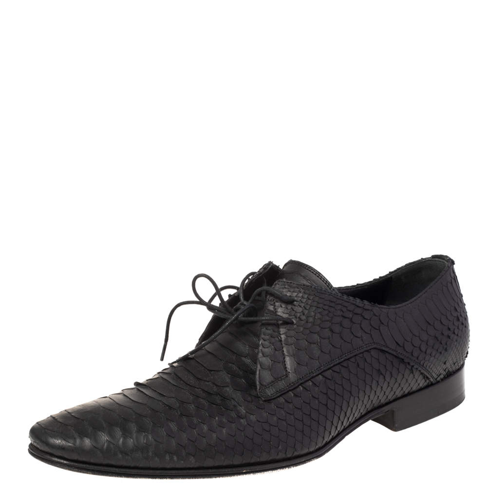 Dior Black Python Leather Pointed Toe Derby Size 41