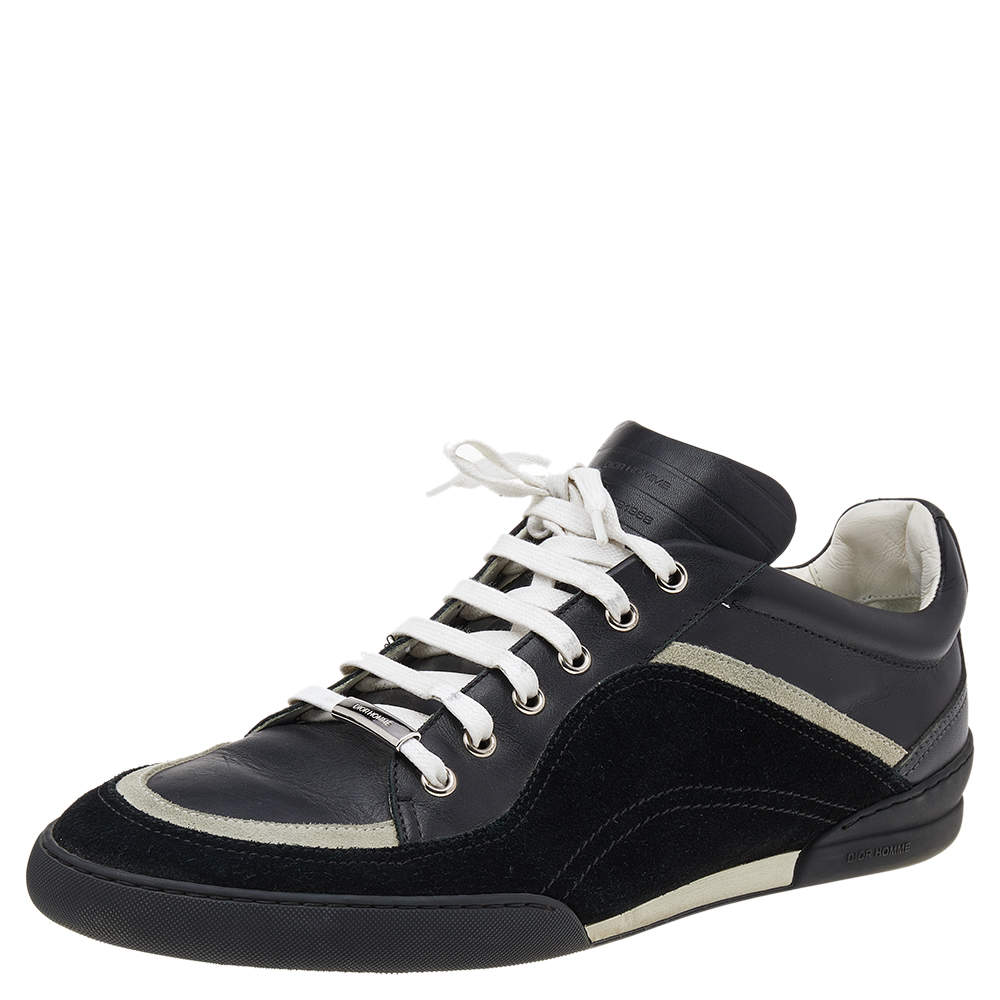 Dior Homme Black/White Leather and Suede Low Top Sneakers Size 42.5 ...