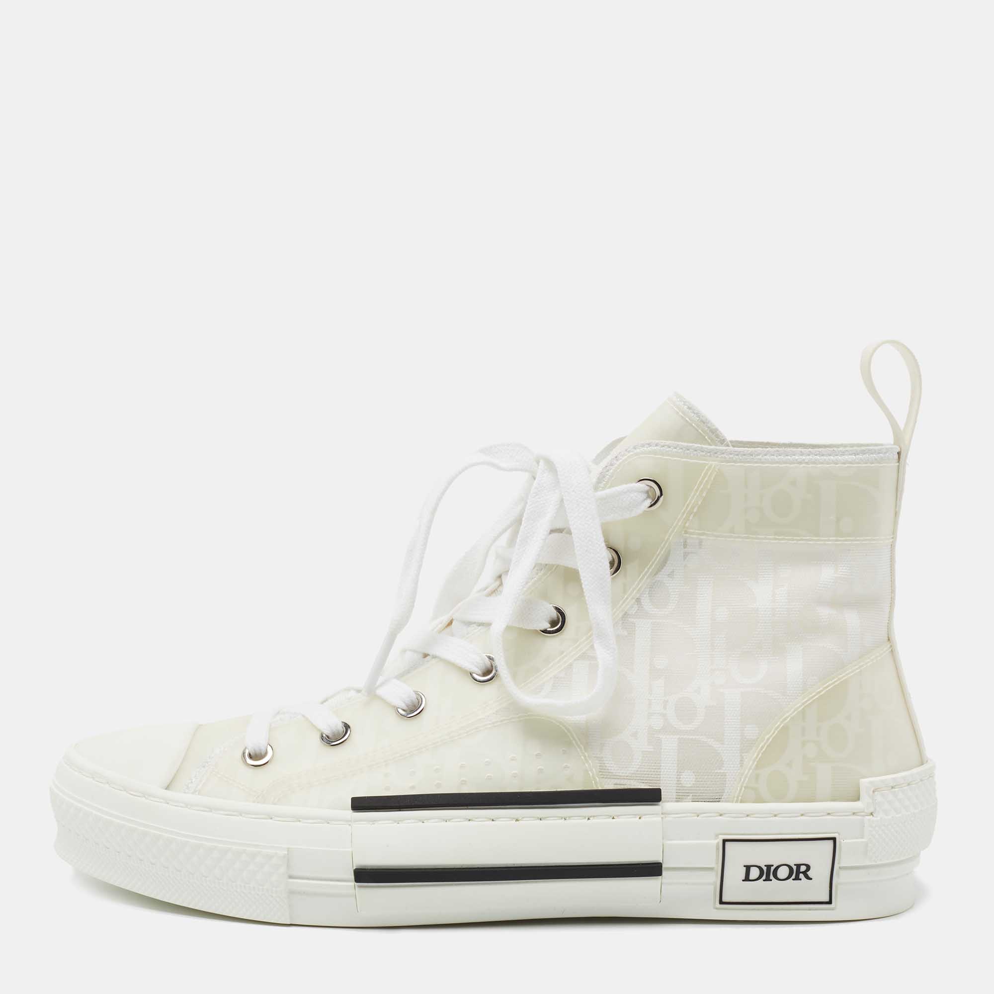 Dior White PVC And Mesh B23 High Top Sneakers Size 39
