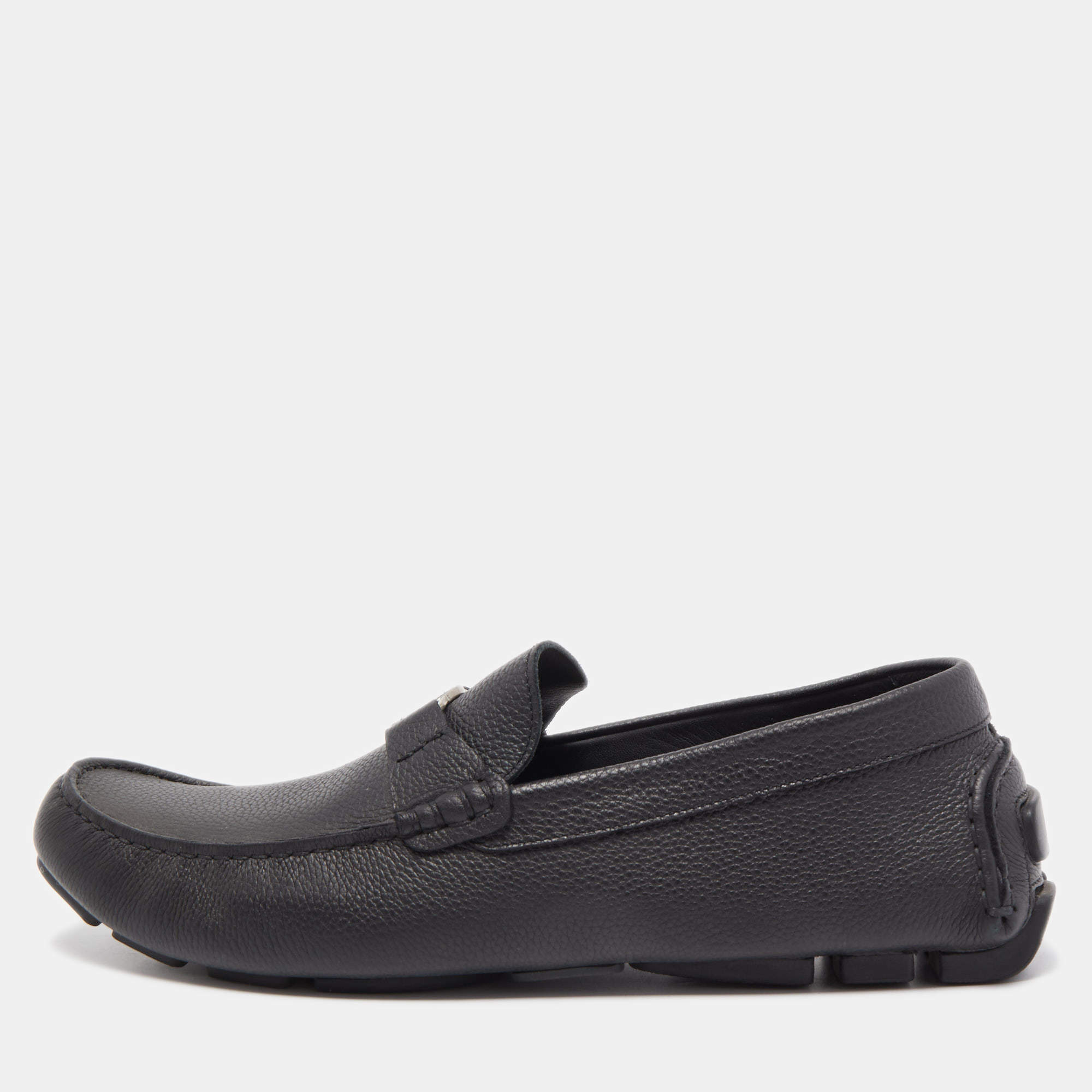 Dior Black Leather Slip On Loafers Size 44