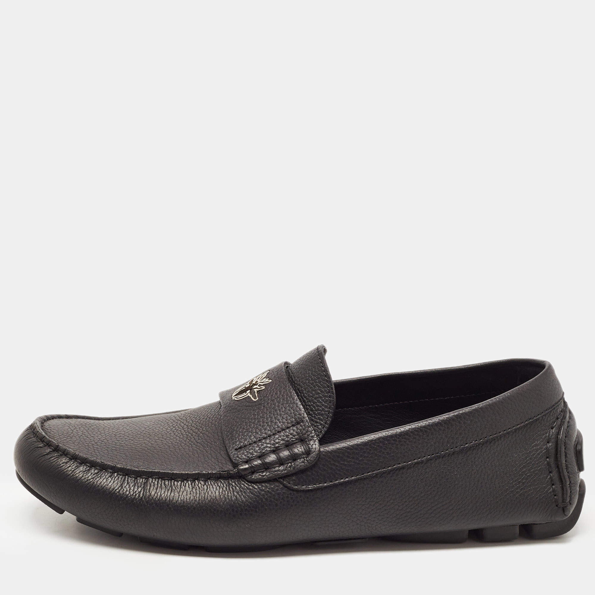 Dior Black Leather Slip On Loafers Size 43.5